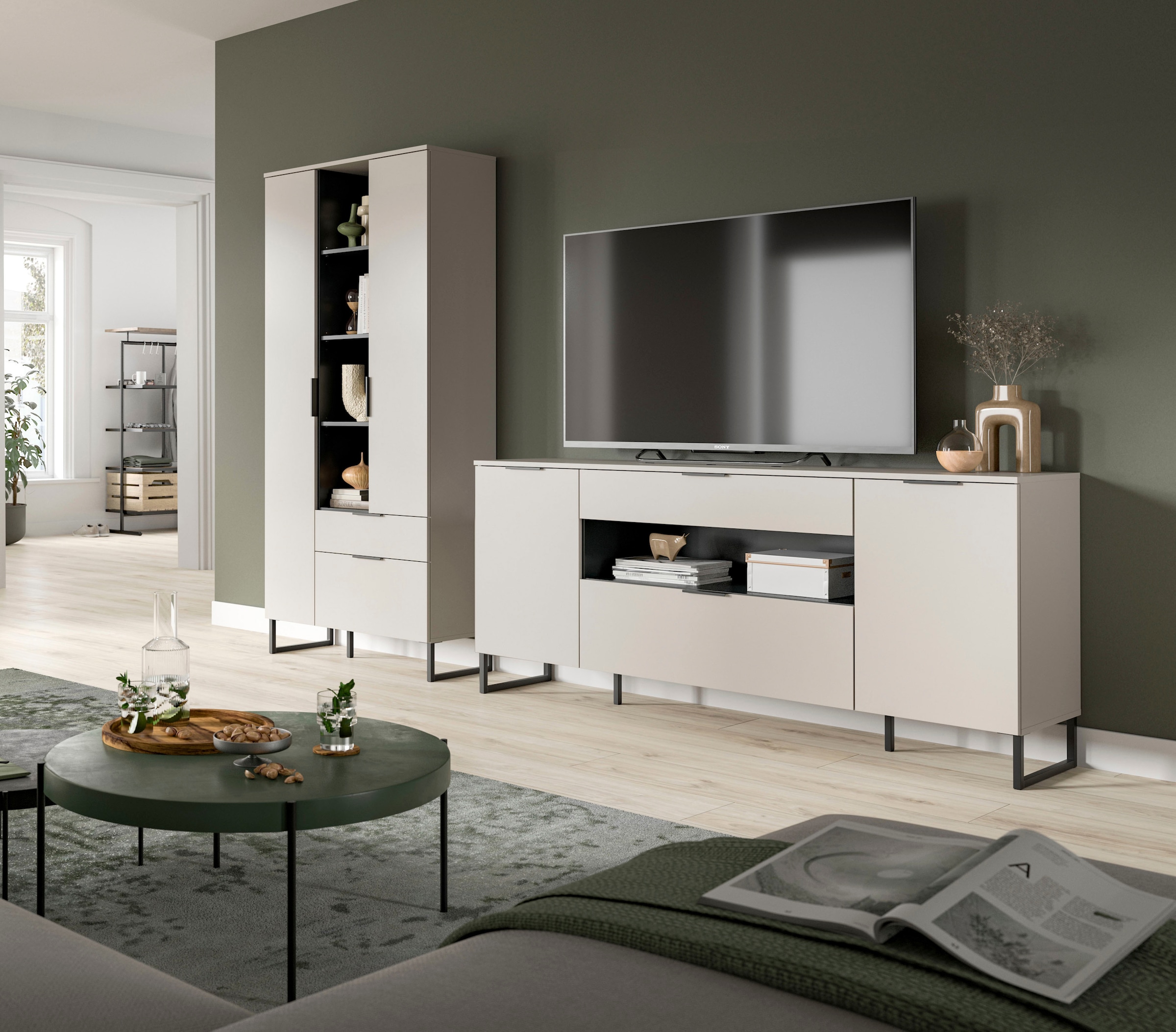 INOSIGN Wohnwand »Adio, Wohnkombination 290 cm Breit«, (Set, 2 St.), Adio, Wohnkombination 2tlg. Kashmir NB, Stauraumtype, Sideboard