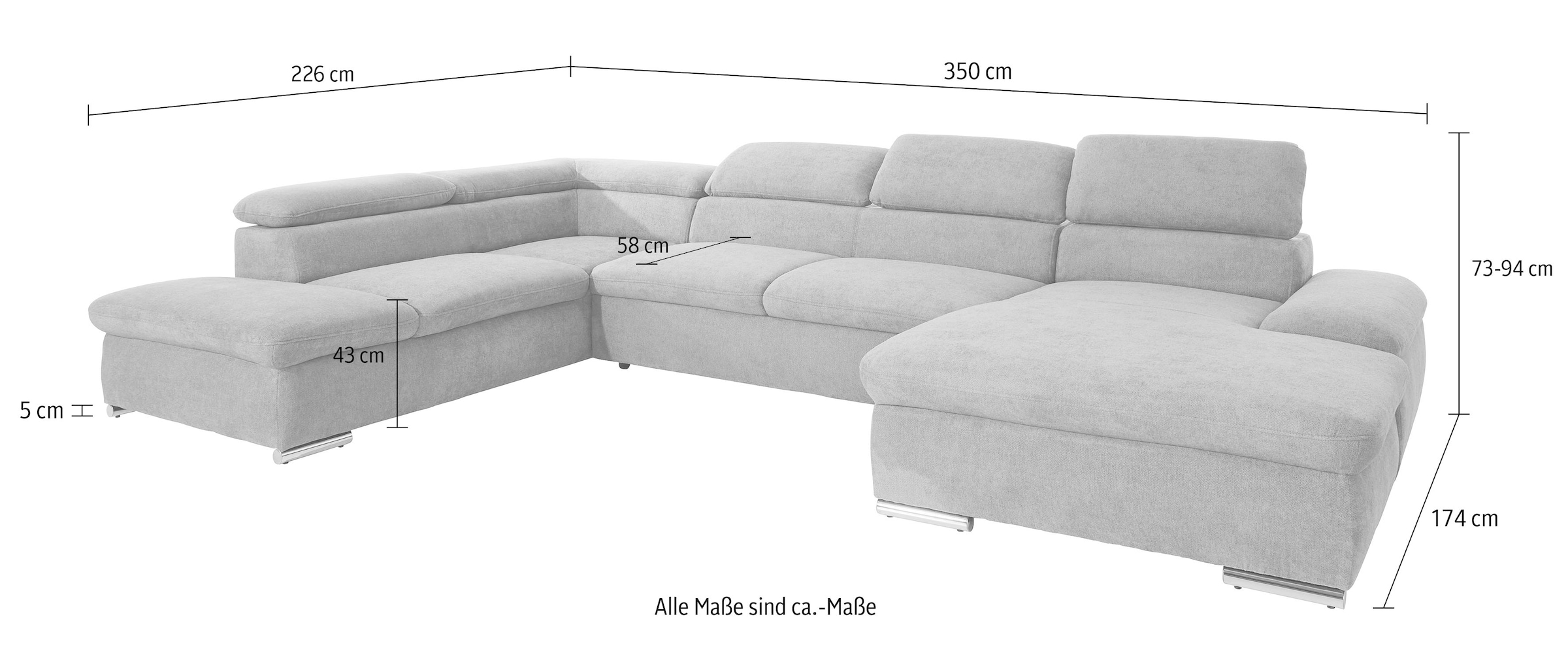 sit&more Wohnlandschaft »Alcatraz U-Form«, wahlweise mit Bettfunktion