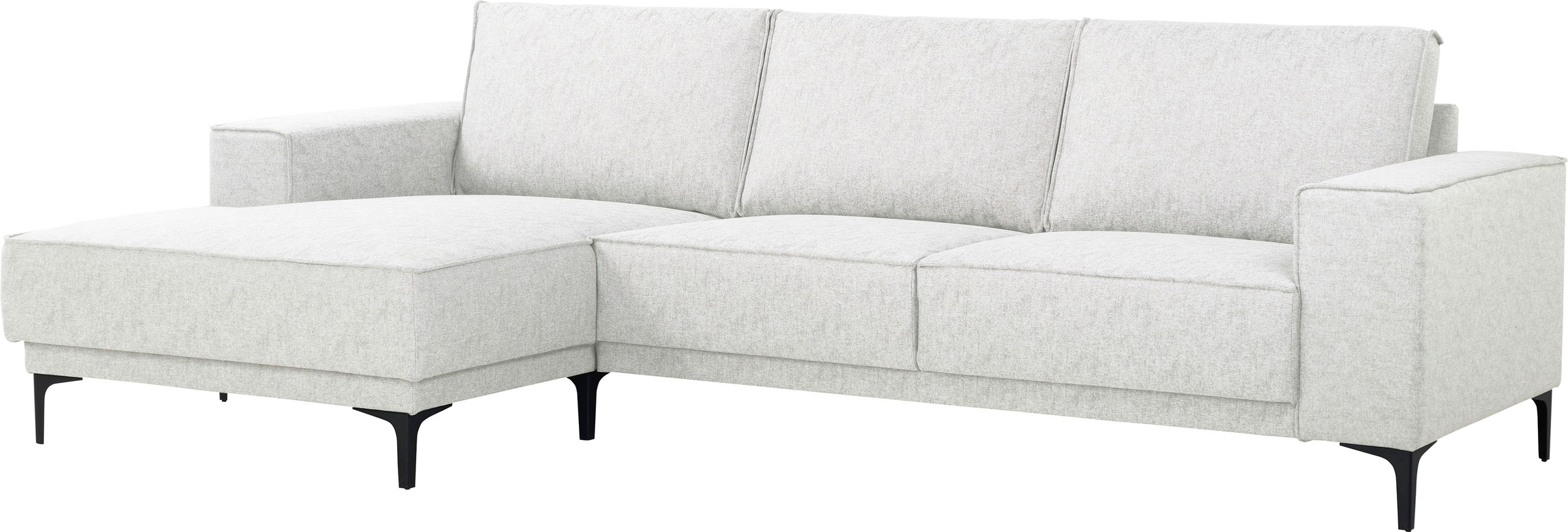 Places of Style Ecksofa »Polsterecke Oland, Struktur, Flachgewebe, Luxus-Microfaser, Boucle«, L-Form, 280 cm, Wellenunterfederung, Skandi-Design, Metallfüße
