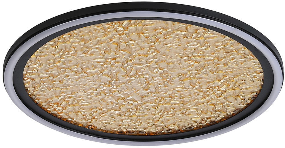 Searchlight Deckenleuchte »Luna LED Flush, Sand Black Metal & Gold Plastic Diffuser« LED-Modul 1 Stk. Warmweiß