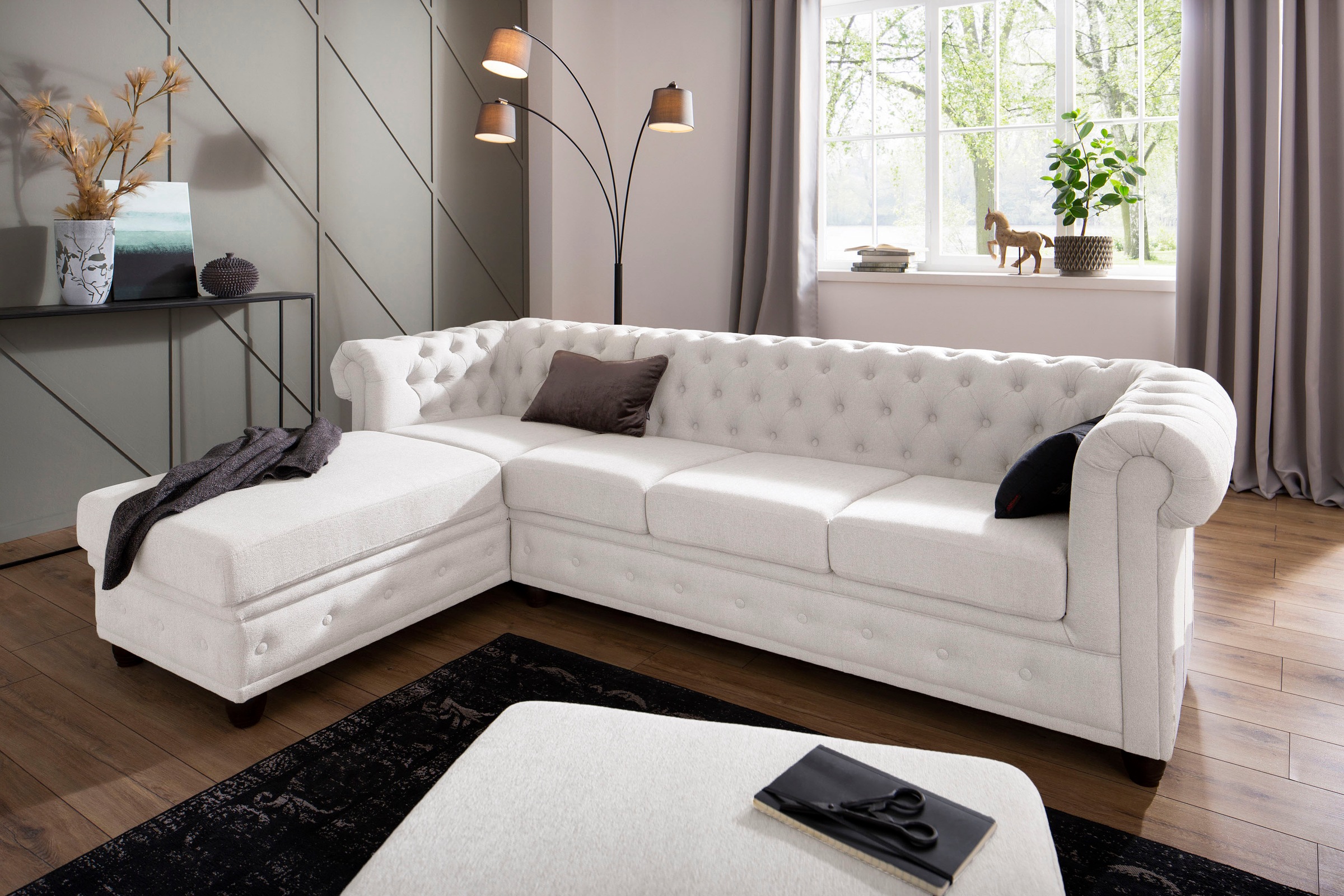 Home affaire Chesterfield-Sofa New Castle L-Form, hochwertige Knopfheftung günstig online kaufen