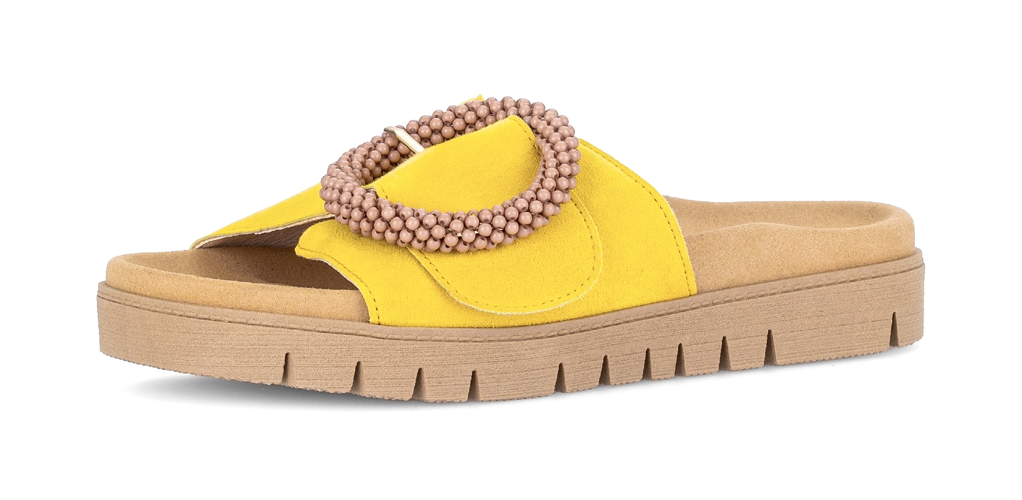 Gabor Pantolette  , Plateau, Sommerschuh, Schlappen mit Zierperlen an der Zierschnalle