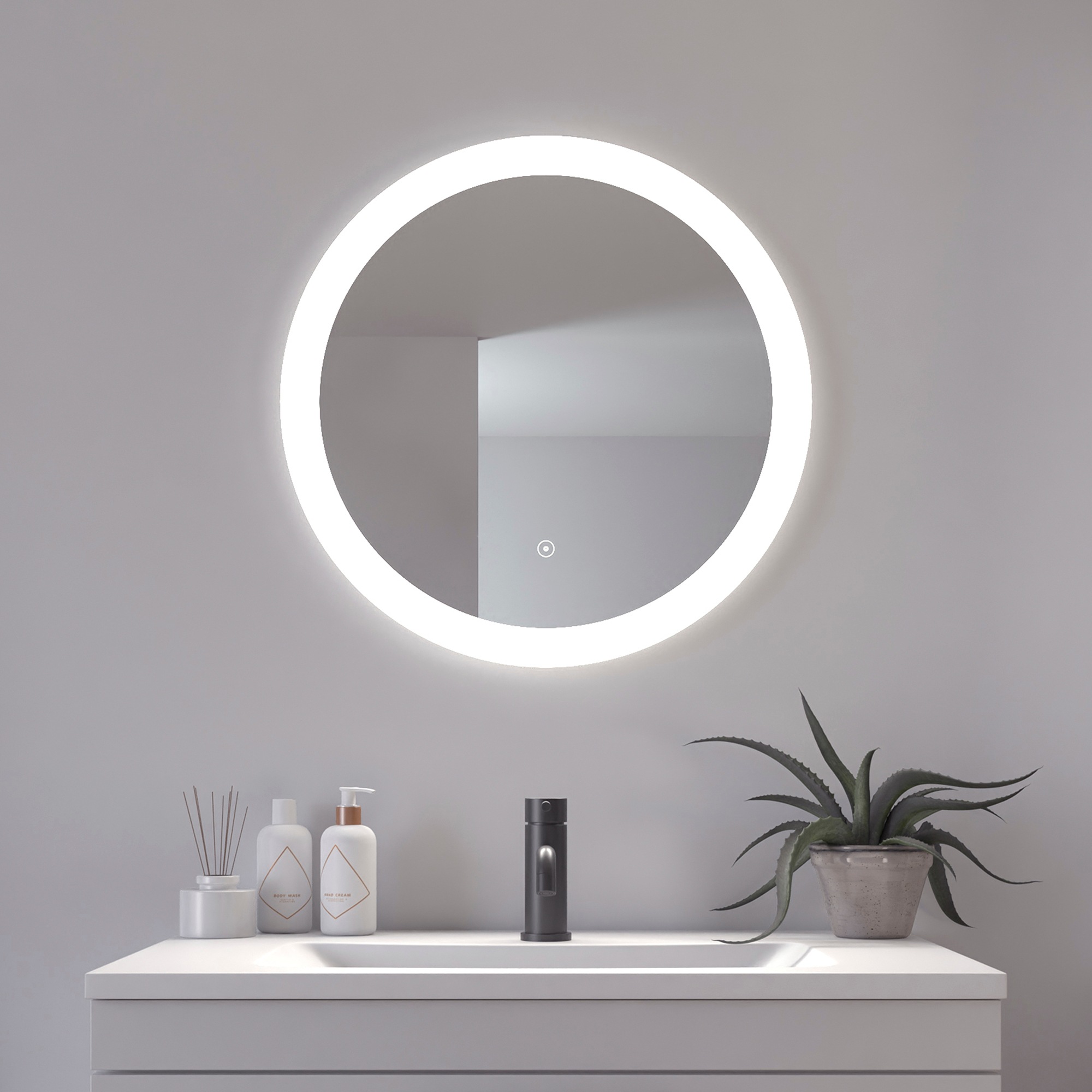 Badspiegel »Vega Rund, Badzimmerspiegel mit LED Beleuchtung, Lichtspiegel«, günstig online kaufen