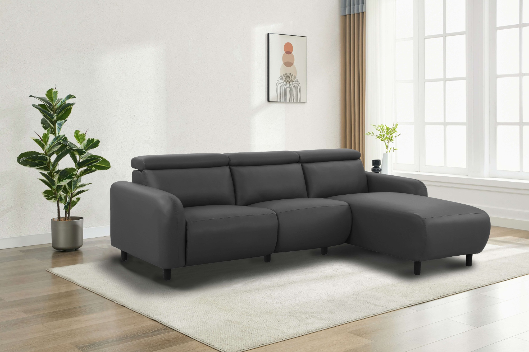Home affaire Ecksofa »SKAANE Kunstleder, L-Form, 274 cm, manuelle u. elektrische Funktion,«, Kopfteilverstellung, Relax-und Liegefunktion, Federkernpolsterung