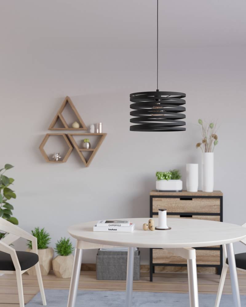 EGLO Hängeleuchte »CREMELLA Pendellampe, Stahl, IP20, E27, Esszimmerlampe, Vintage, Lampe«, 1 flammig, Leuchtmittel E27 | ohne Leuchtmittel, Hängeleuchte, H110 x Ø37 cm, schwarz, 1X40W exkl.