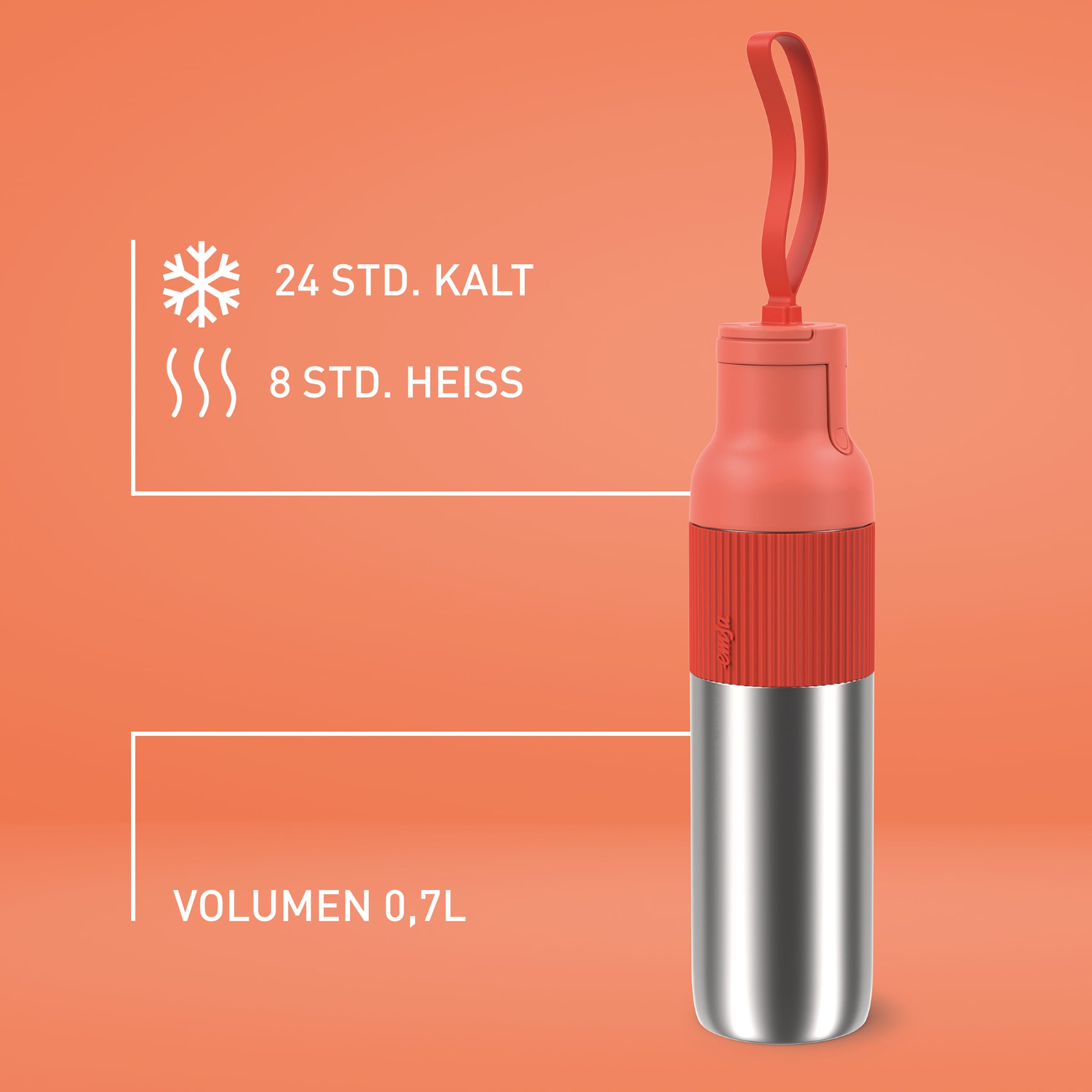 Emsa Isolierflasche »beYou Flip« mit Flip-Verschluss und Trageband, 100% dicht, spülmaschinengeeignet