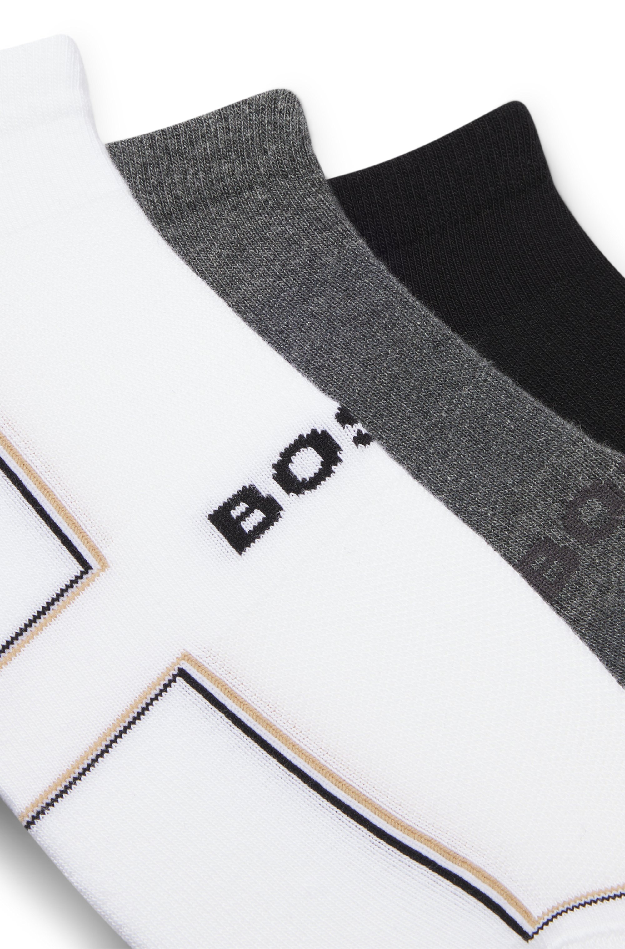 BOSS Sneakersocken »3PAS iconic plush CC«, (3 Paar), kontrastfarbene Details