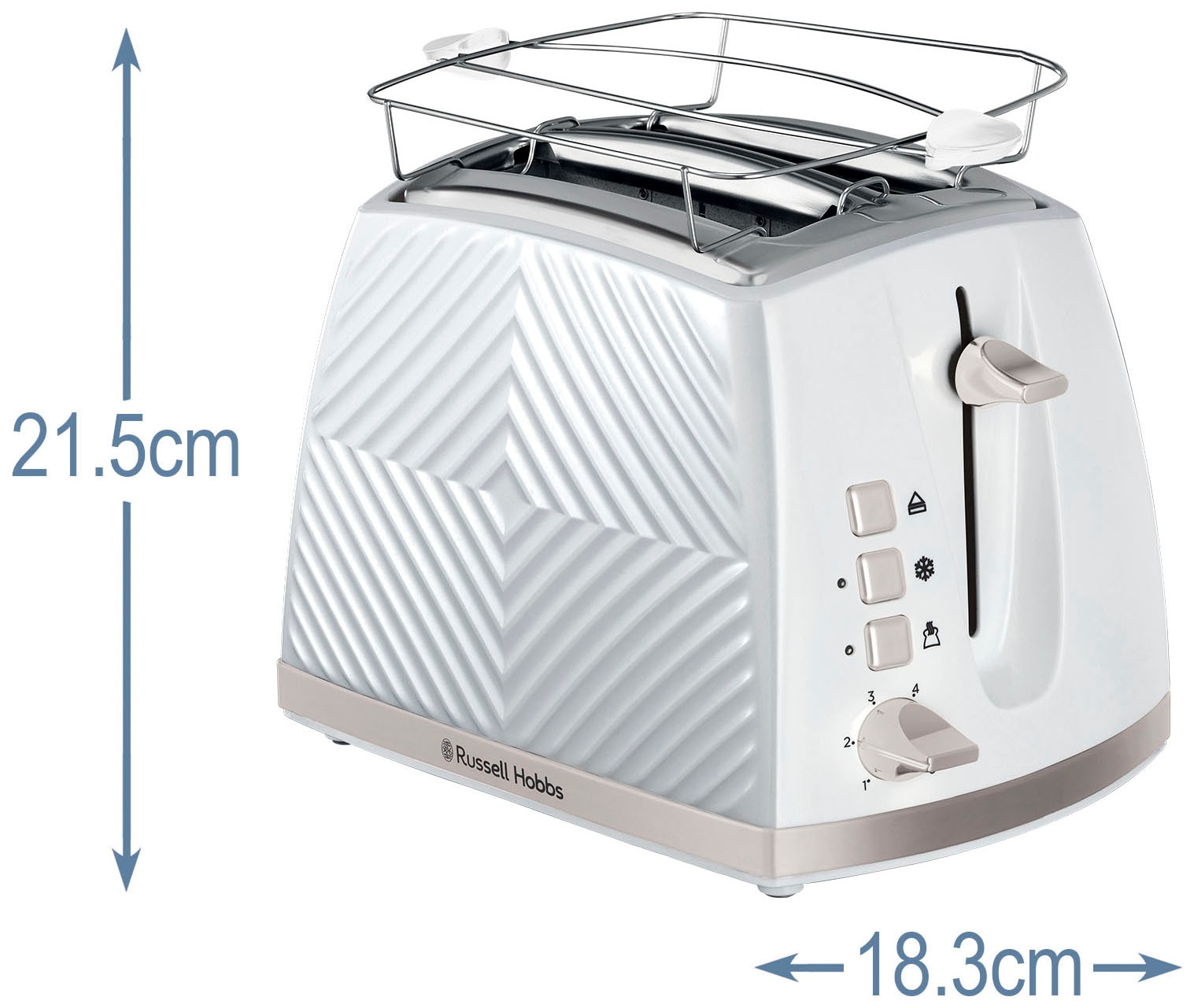 RUSSELL HOBBS Toaster »Groove 26391-56«, 2 lange Schlitze, für 2 Scheiben, 850 W, weiß, 850 Watt - 6 Bräunungsstufen