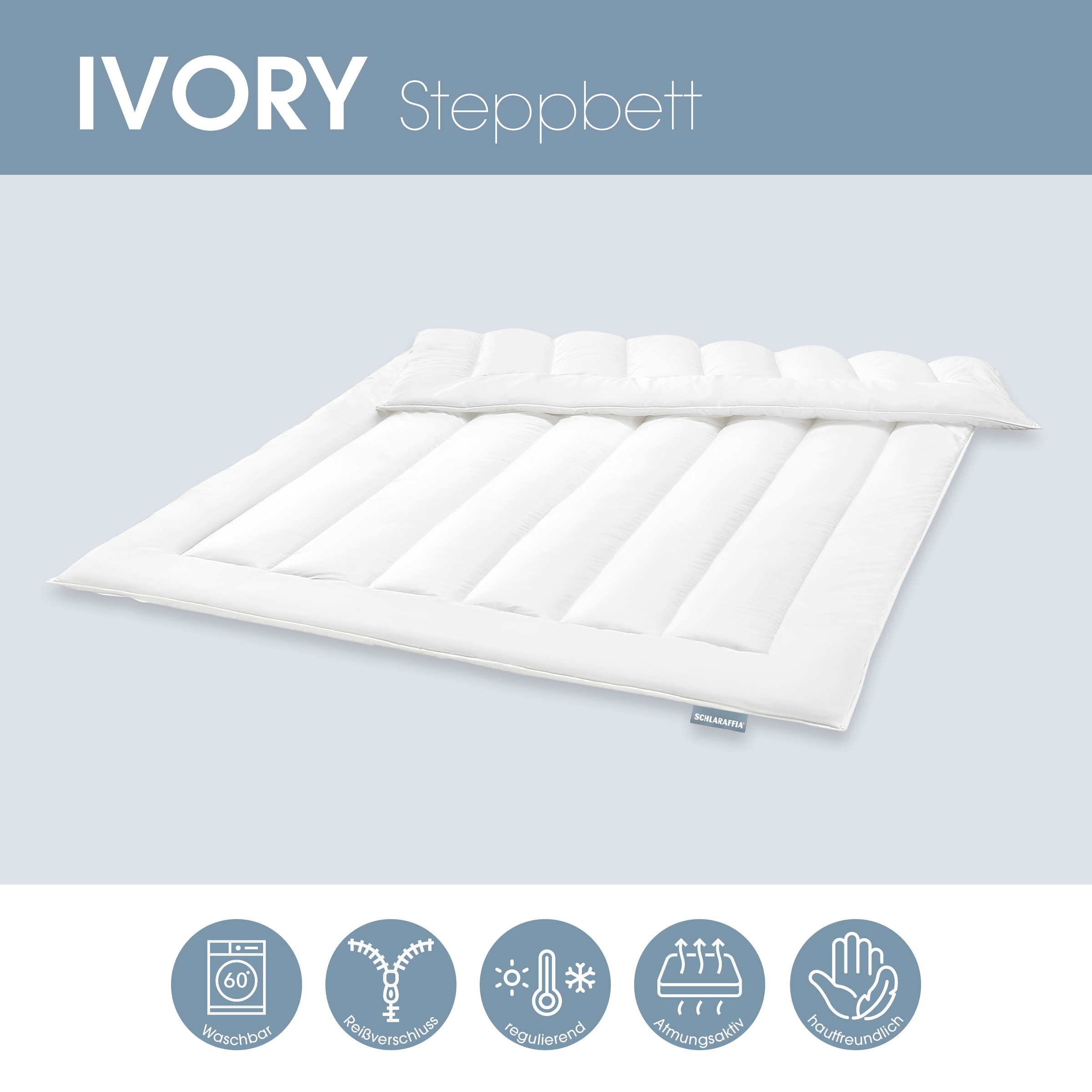 Schlaraffia Kunstfaserbettdecke »Steppbett, IVORY, Ganzjahresdecke, 4-Jahreszeiten« normal Füllung 100 % SCHLARAFFIA® Fill Polyester-Markenhohlfaser 1 Stk. tlg. Bettdecke 135x200, 155x220 cm und weiteren Größen, Made in Germany