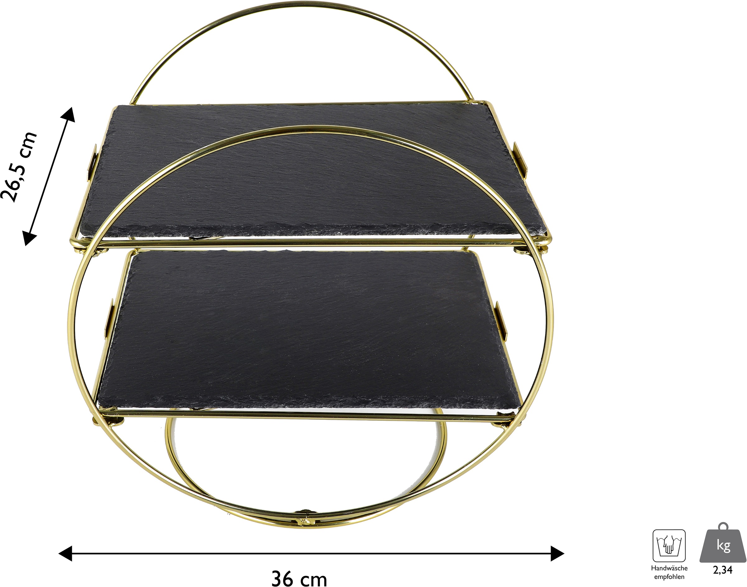 ECHTWERK Etagere »dekorative Schiefer Etagere« für Gebäck,Obst,Käse und Dessert mit 2 Ebenen,Schieferplatten 24/ 34cm