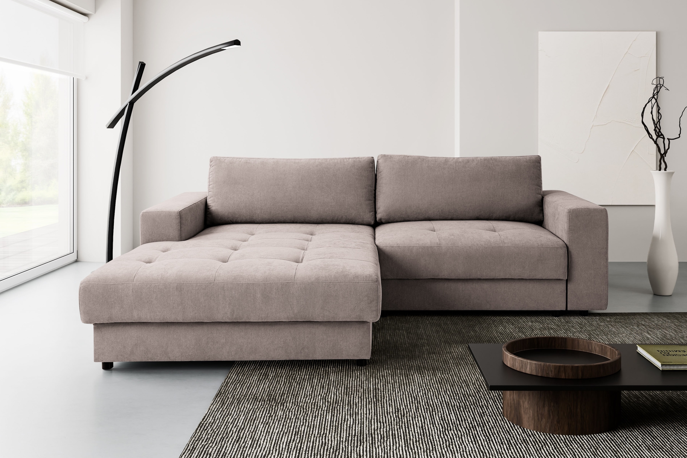 WERK2 Ecksofa »Indiana 270 x 182 cm inkl. Bettfunktion & Bettkasten modern und bequem« Luxus-Microfaser weich ENJOY NEW, L-Form, XXL, Schlaffunktion