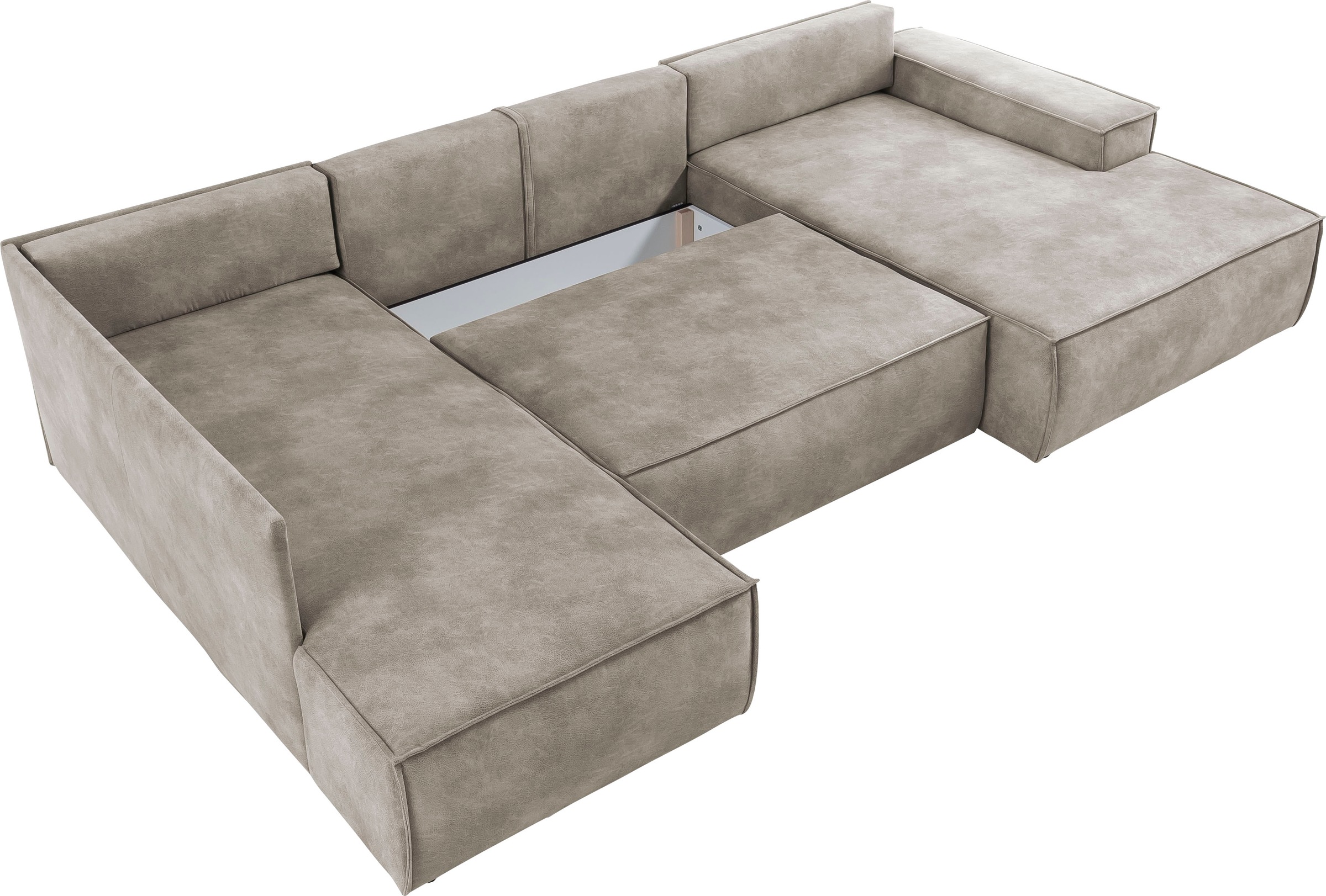 Home affaire Wohnlandschaft »SHERWOOD 329 cm, U-Form, Schlafsofa,«, Schlaffunktion m. Bettkasten (194x139 cm), Cord, Vintage, Samtvelours