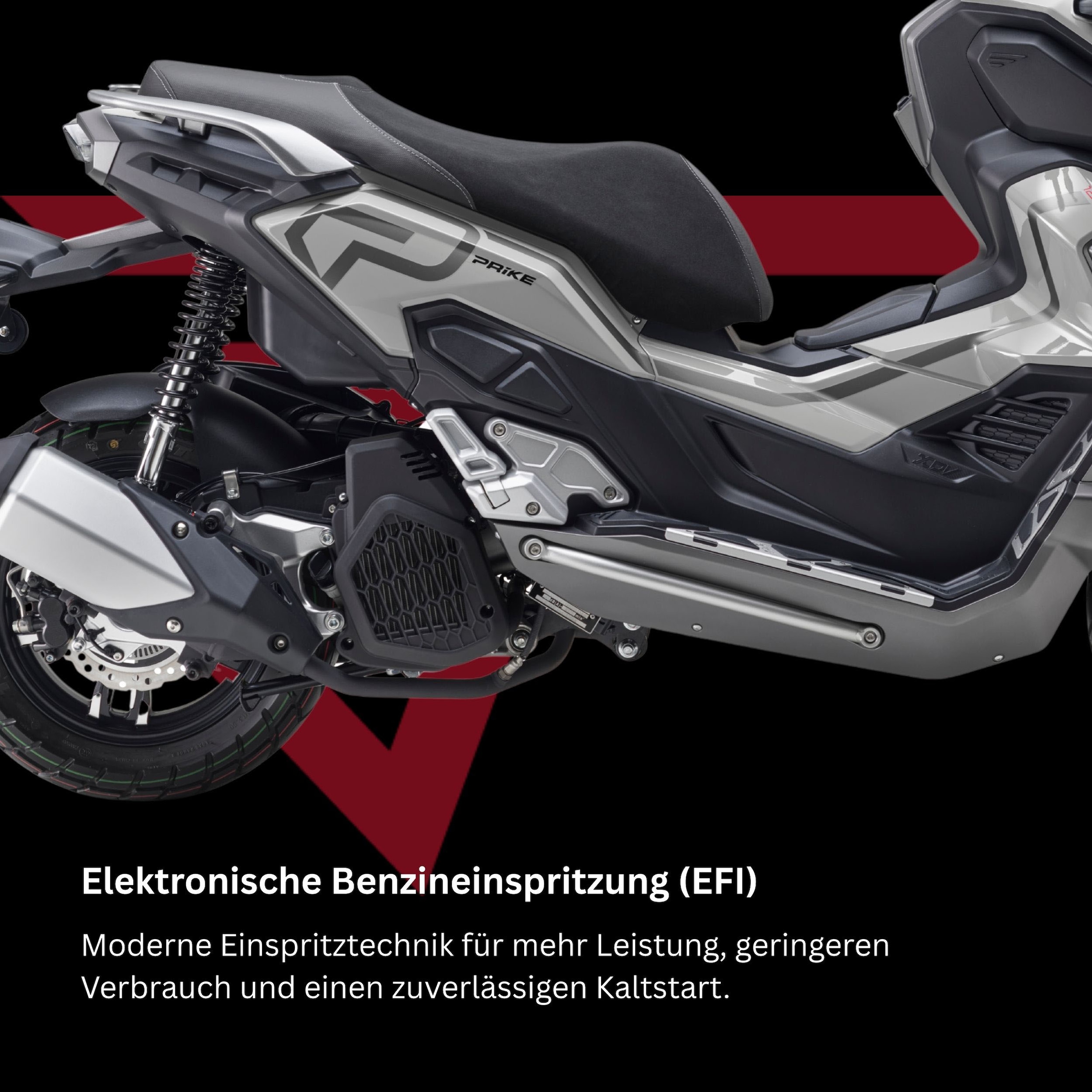 PRIKE Motorroller »PRIKE XDV 125, E5+, Adventure, ADV Roller«, 125 cm³, 95 km/h, Euro 5+, 11,4 PS, ABS, Windschutz, Heizgriffe, USB, EFI, digitales Display
