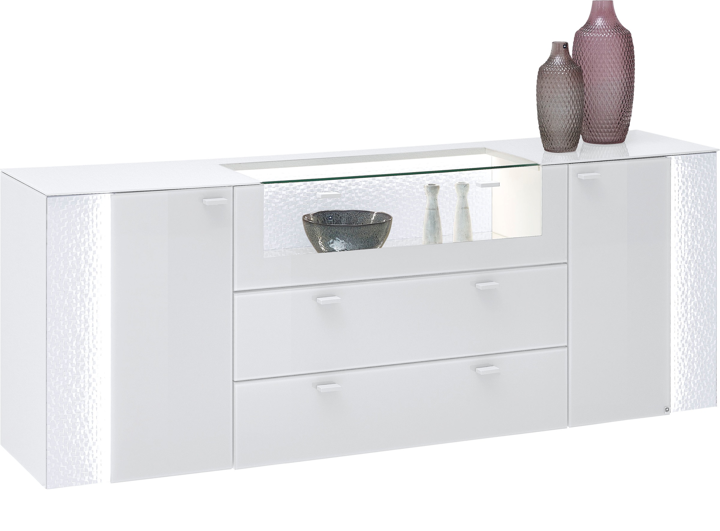 LEONARDO Sideboard »AUREA«, mit Pailletten-Akzent, wahlweise mit Beleuchtung
