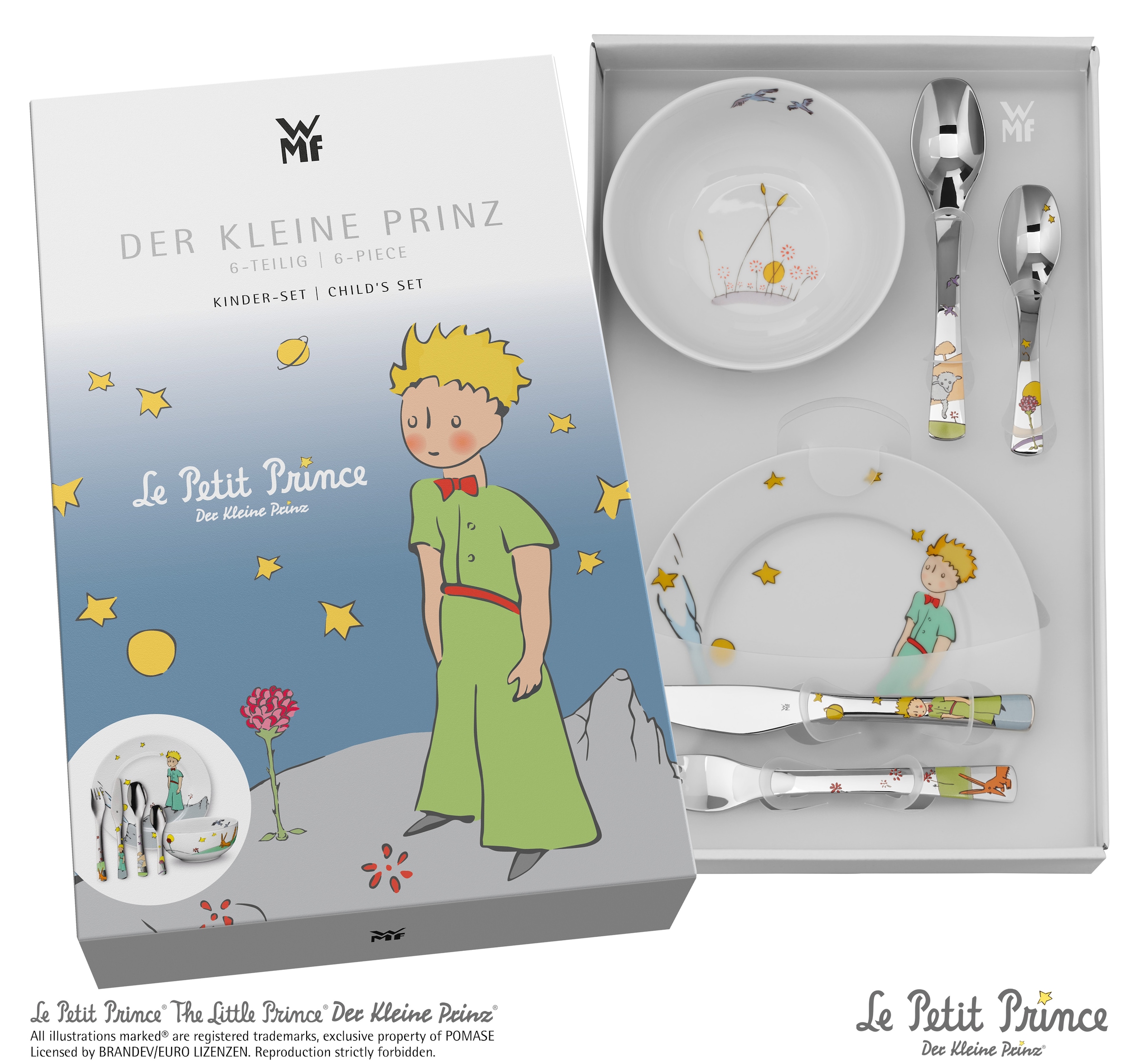 WMF Kindergeschirr-Set »Der kleine Prinz«, (Set, 6 tlg.), ab 6 Jahren, hygienisch, säurefest