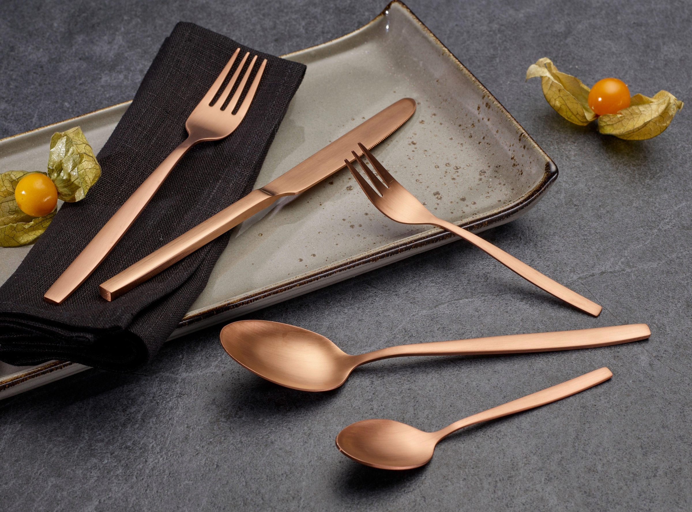 ECHTWERK Besteck-Set »Positano«, (Set, 30 tlg.), Tafelbesteck, bronzefarben, Geschenkkassette