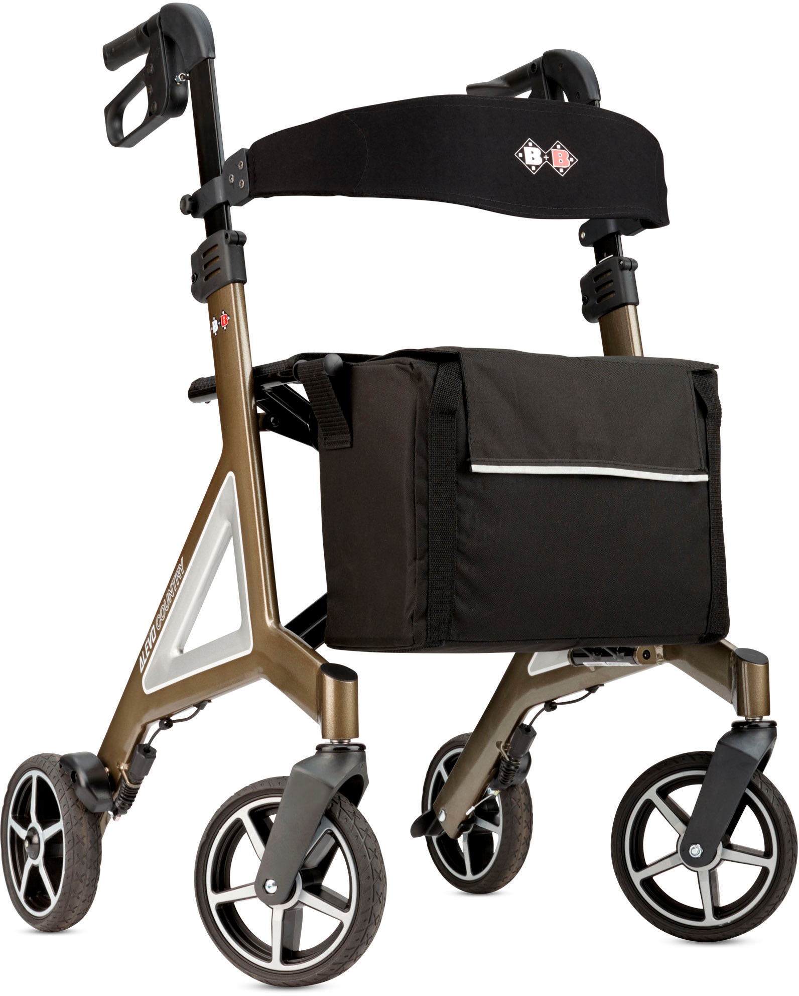 Bischoff & Bischoff Rollator »Alevo Country Rollator«, faltbar - für innen und außen, mit Profil-Bereifung, Sitzhöhe 58,5 cm