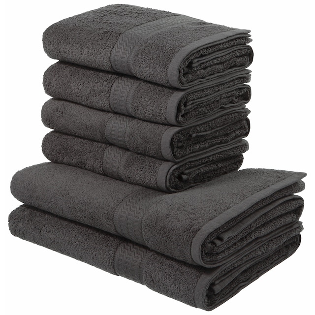 my home Handtuch Set »Juna«, Set, 6 tlg., Walkfrottee, Handtuch-Set, mit  Bordüre, Handtücher in Uni-Farben, 100% Baumwolle im Online-Shop kaufen