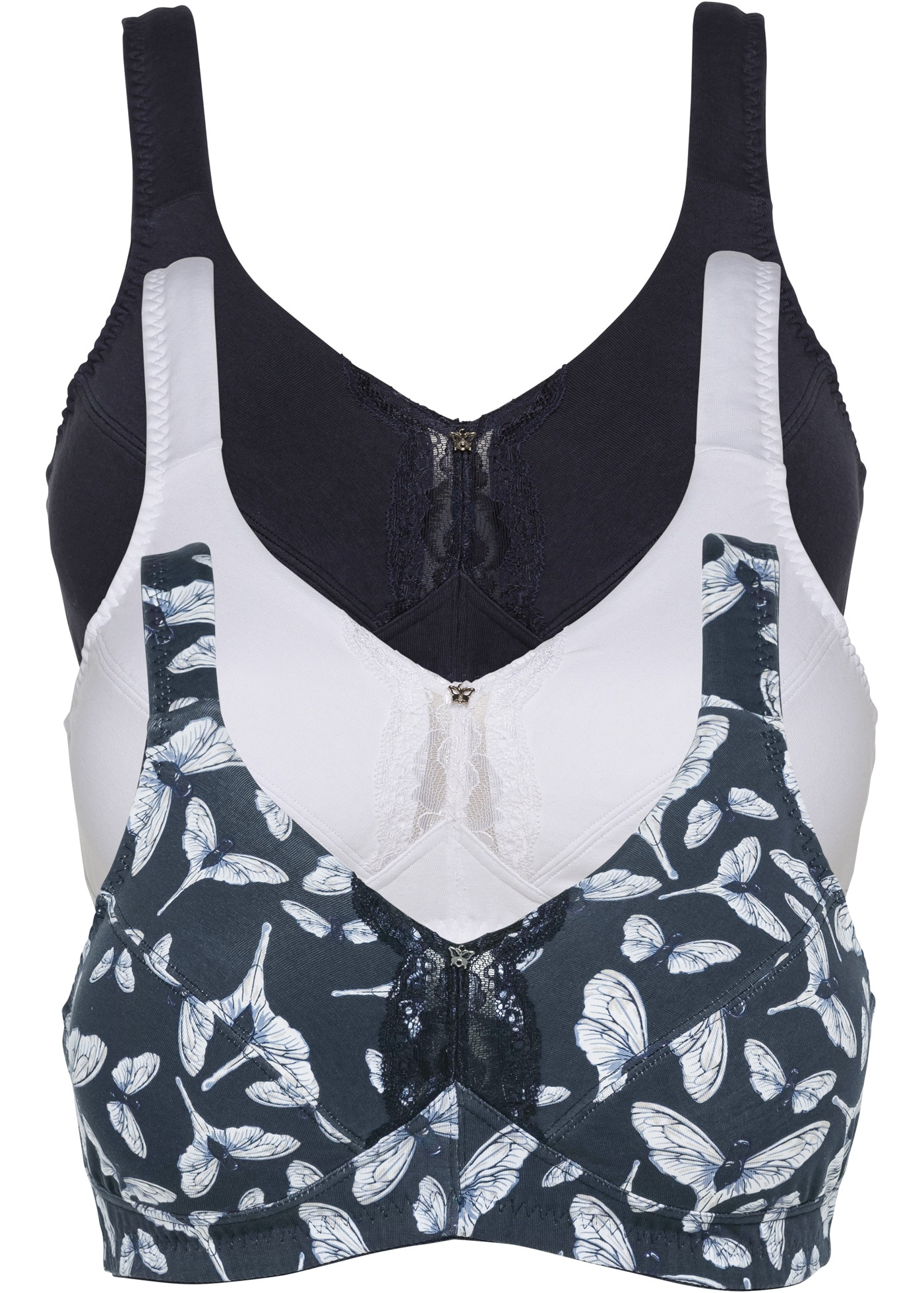 bonprix Büstenhebe »BH ohne Bügel mit Baumwolle (3er Pack)« Packung, 3, 3 Stk. BH ohne Bügel mit Baumwolle (3er Pack)