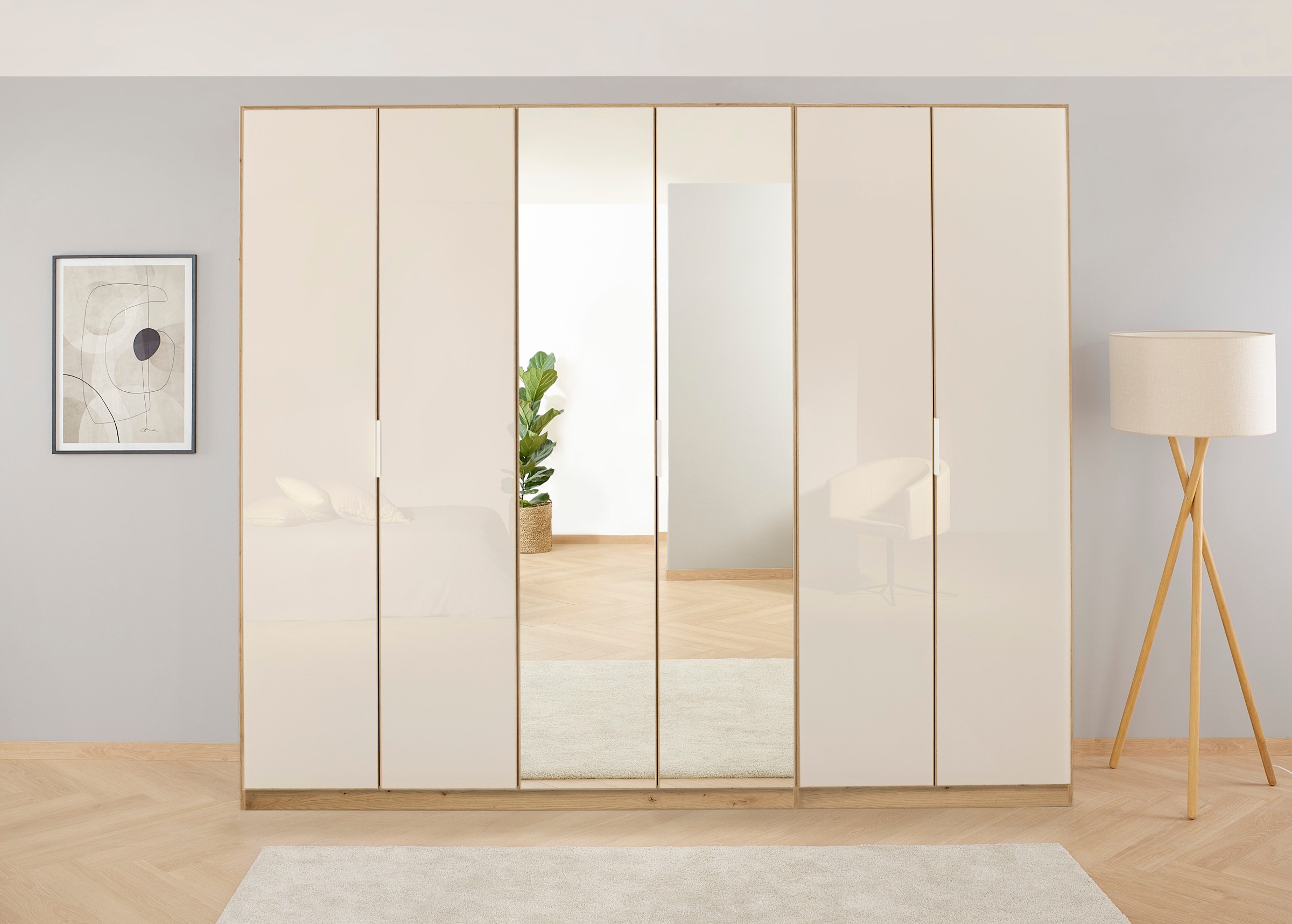 rauch Drehtürenschrank »Kleiderschrank Schrank Garderobe KOLUNA mit Glastüren und Spiegel«, inkl. 2 Innenschubladen sowie extra Einlegeböden MADE IN GERMANY