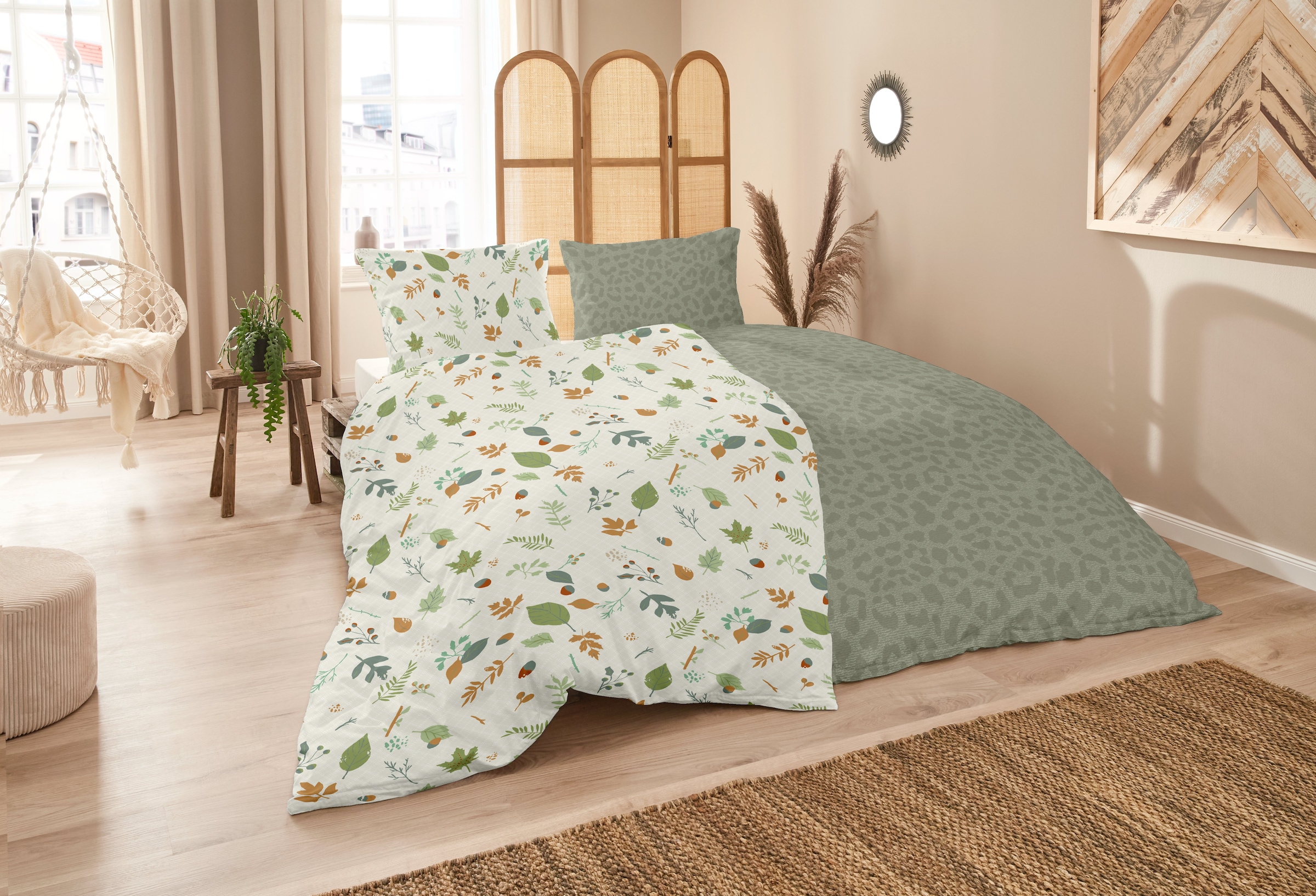 Primera Bettwäsche »Biber-Bettwäsche Branches« 2 Stk. mit floralen Motiven