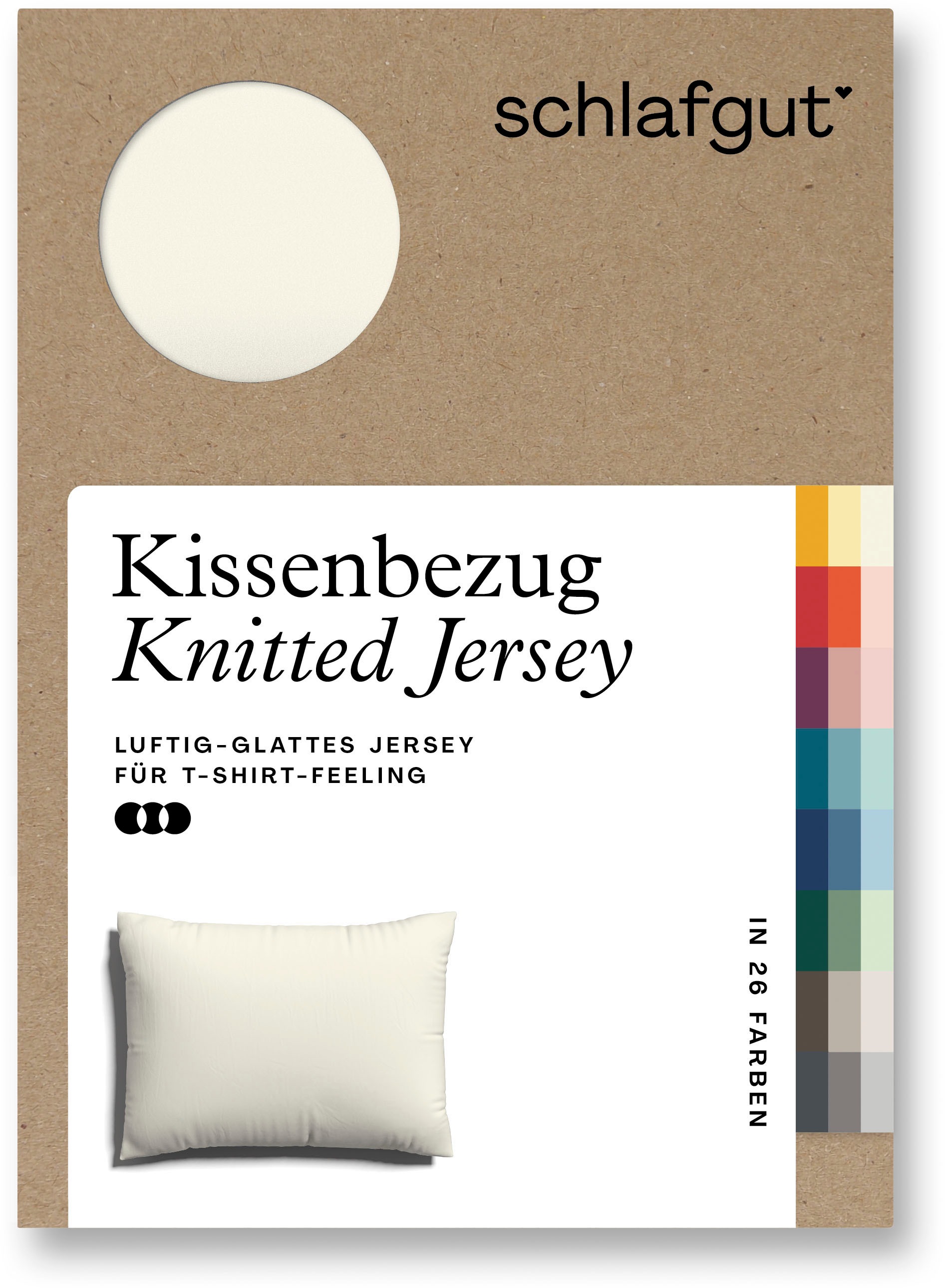 Schlafgut Kissenbezug »Knitted Jersey aus Bio-Baumwolle mit Elasthan, bügelfrei,«, (1 St.), besonders fein gestrickt, Kissenhülle mit farbigem Reißverschluss