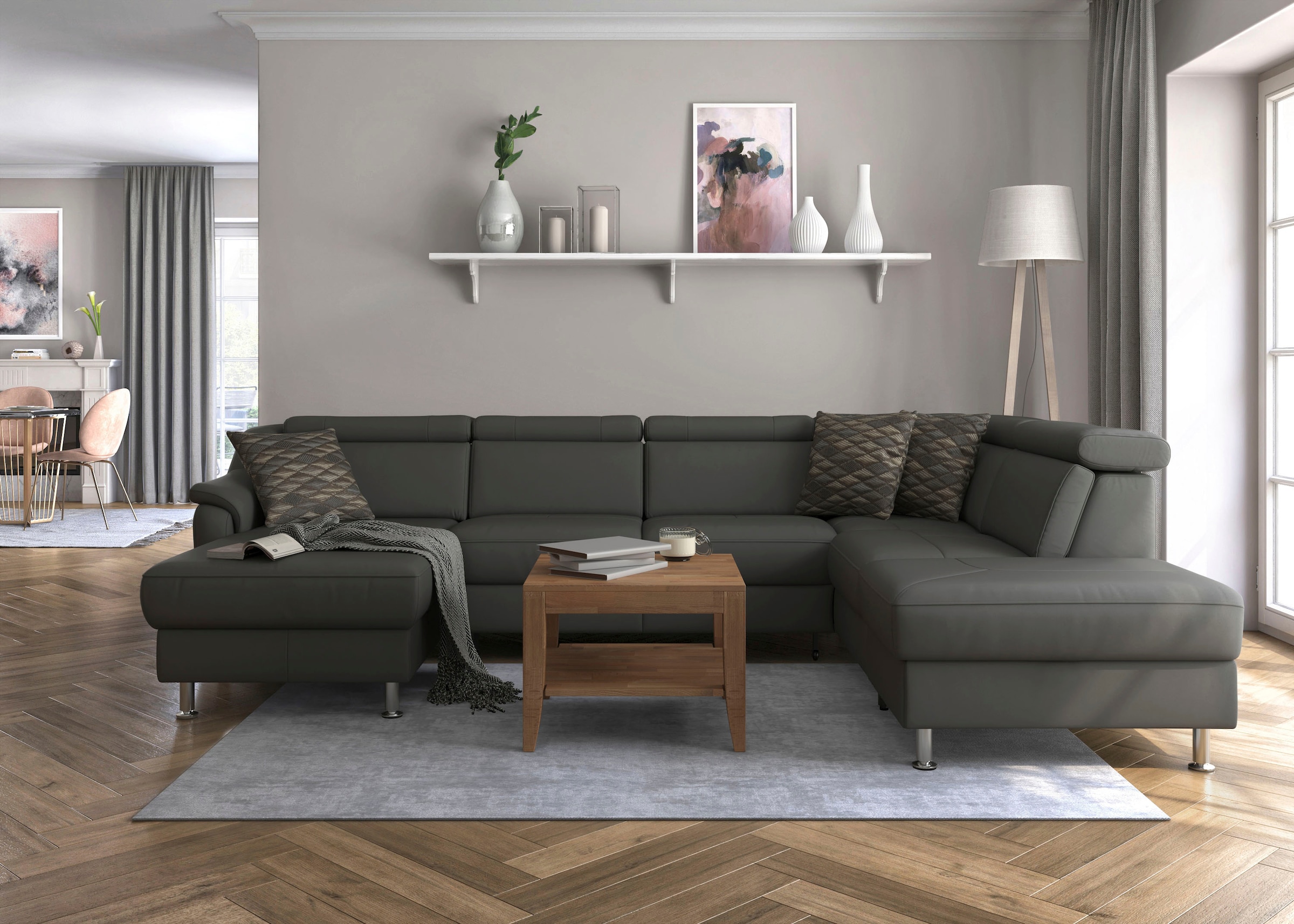 sit&more Wohnlandschaft »Freetown U-Form«, Kopfteilverstellung und Federkern, wahlweise mit Bettfunktion