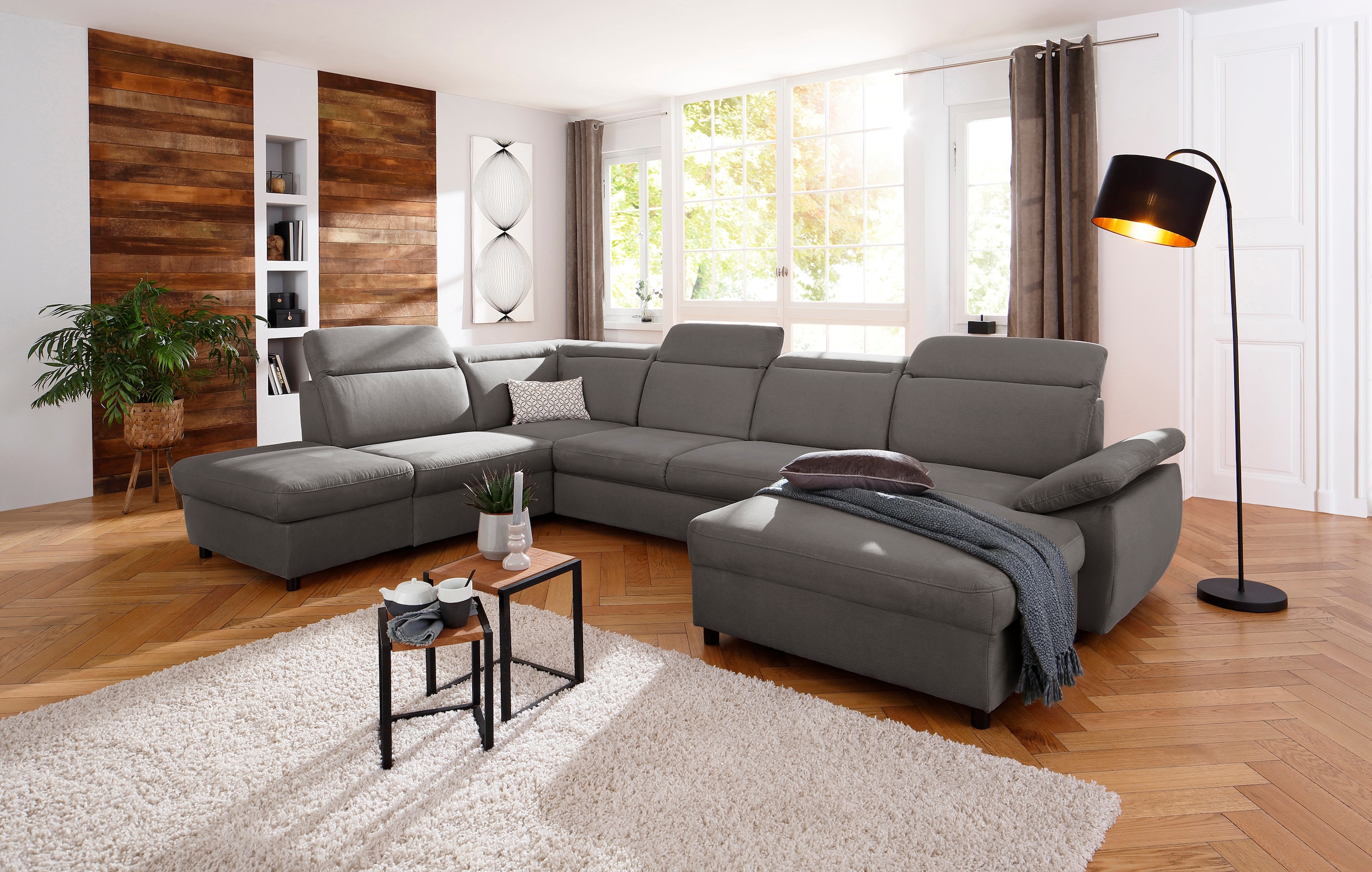Home affaire Wohnlandschaft »Mauritius U-Form« mit Kopfteil- und Armlehnver günstig online kaufen