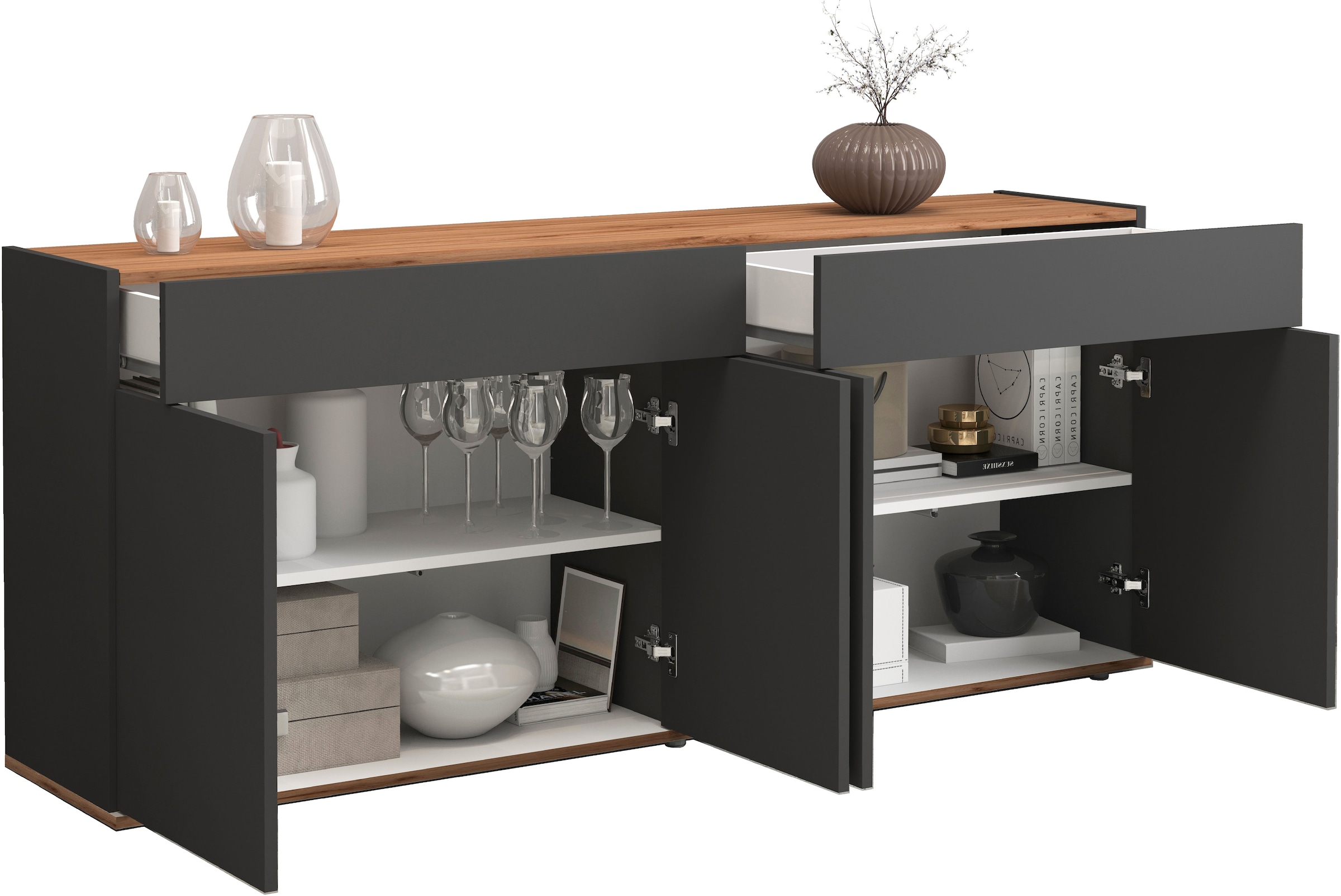 INOSIGN Sideboard »Garda, Kommode, Schrank, Kredenz«, 4 Türen, 2 Schubladen, grifflos Breite 160,1 cm