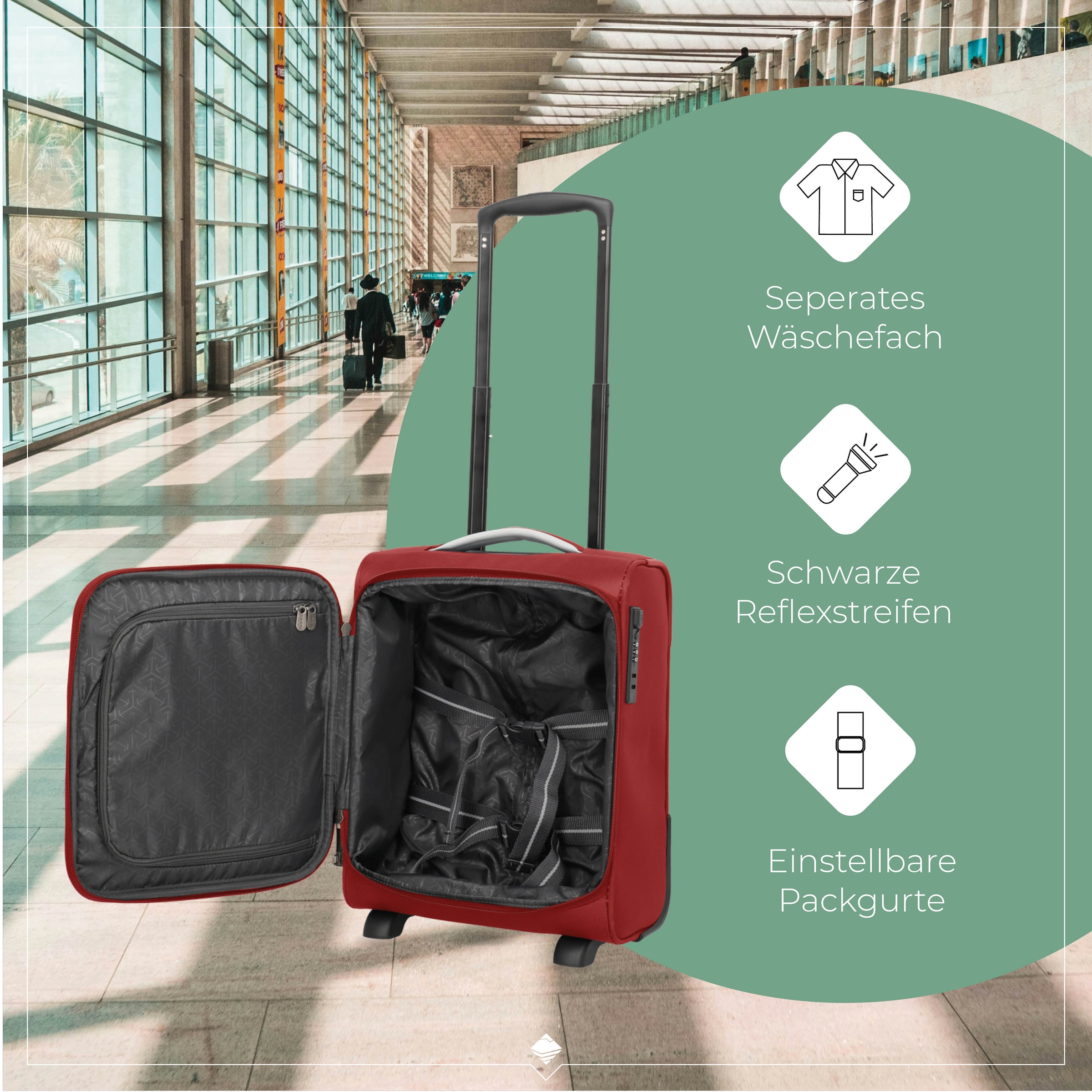 travelite Handgepäck-Trolley »JETPACK Easy 2 Cabin, konzipiert für EasyJet, Vueling & Wizz«, 4 Rollen, Weichgepäck-Koffer Handgepäck für die meisten gängigen Airlines