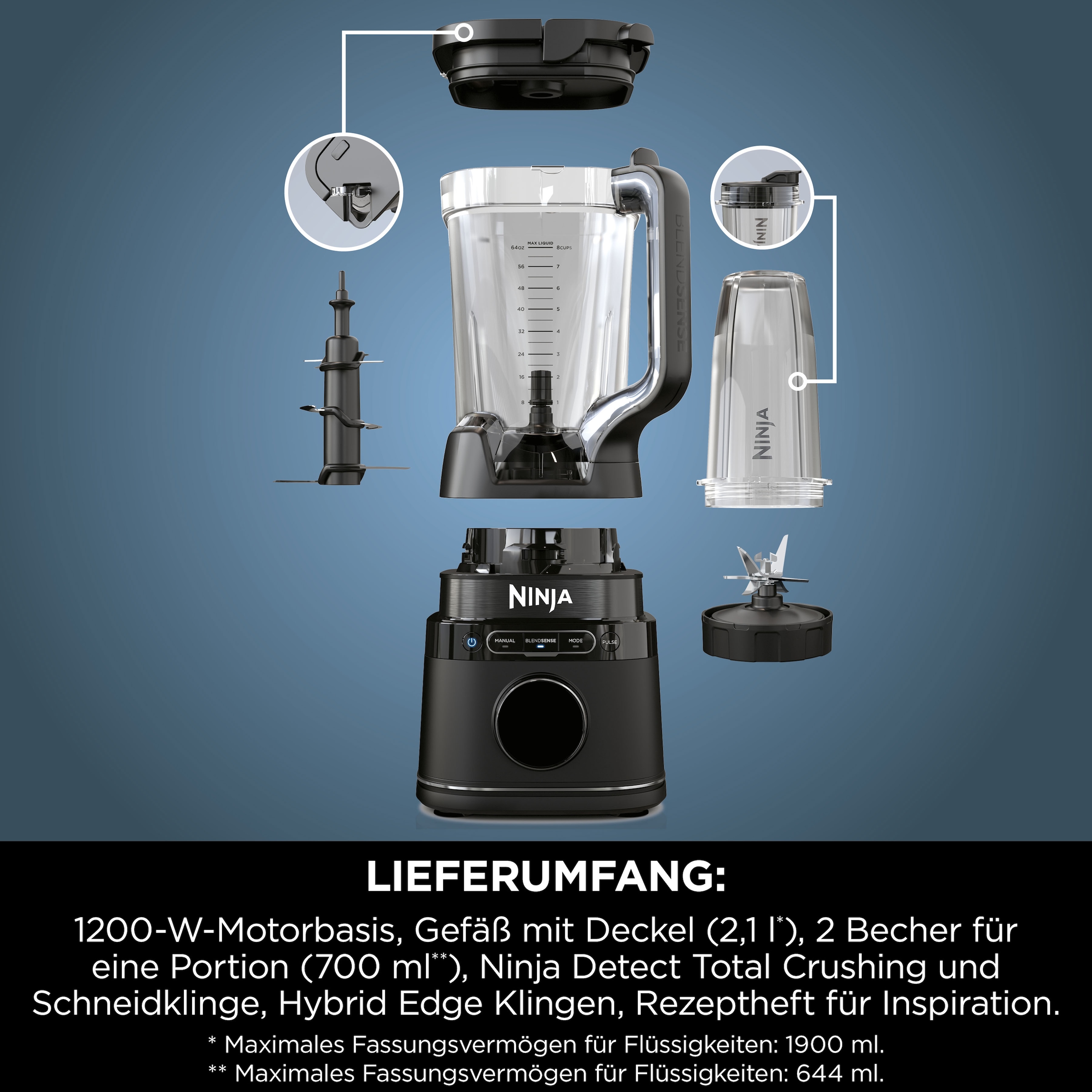 NINJA Standmixer »Detect Power Mixer Pro für Einzelportionen TB301EU«, 1200 W