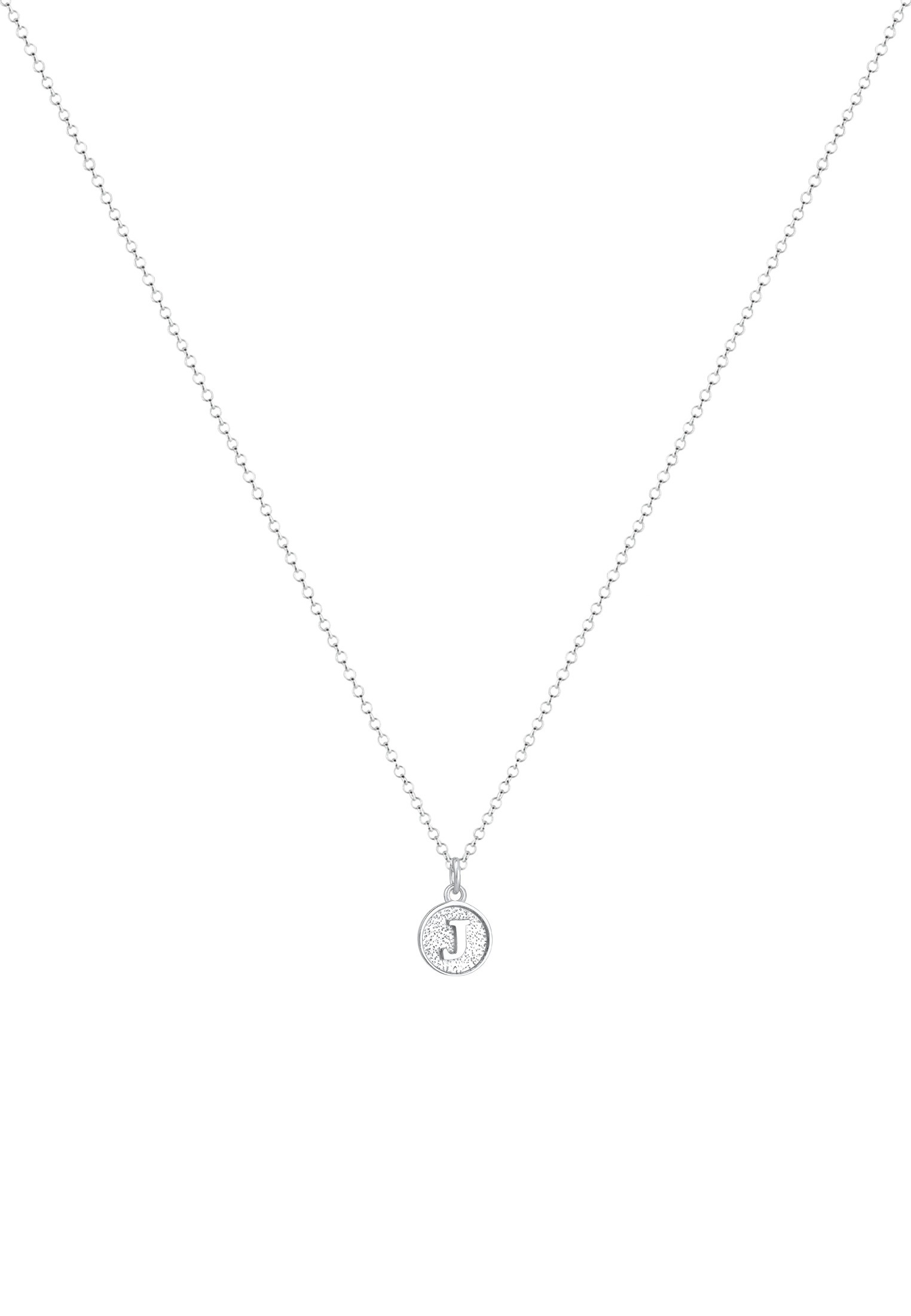 Elli Kette mit Anhänger »Plättchen Vintage Buchstabe J Initialen 925 Sterling Silber«