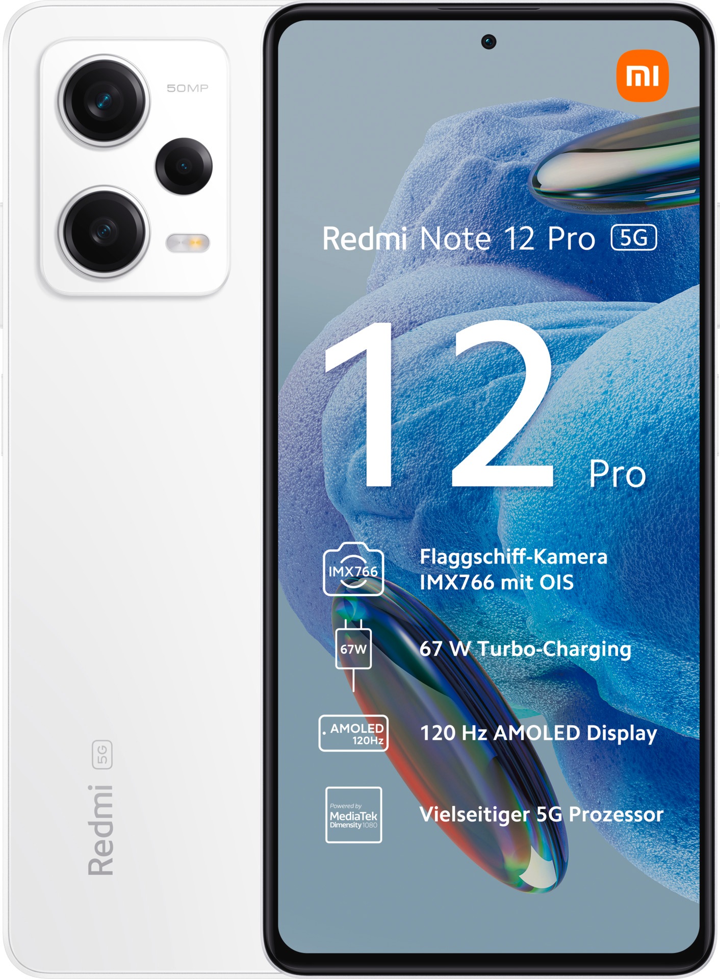 Xiaomi Smartphone »Redmi Note 12 Pro 5G 8GB+128GB«, Weiß, 16,94 cm/6,67 Zoll,  128 GB Speicherplatz, 50 MP Kamera auf Rechnung bestellen