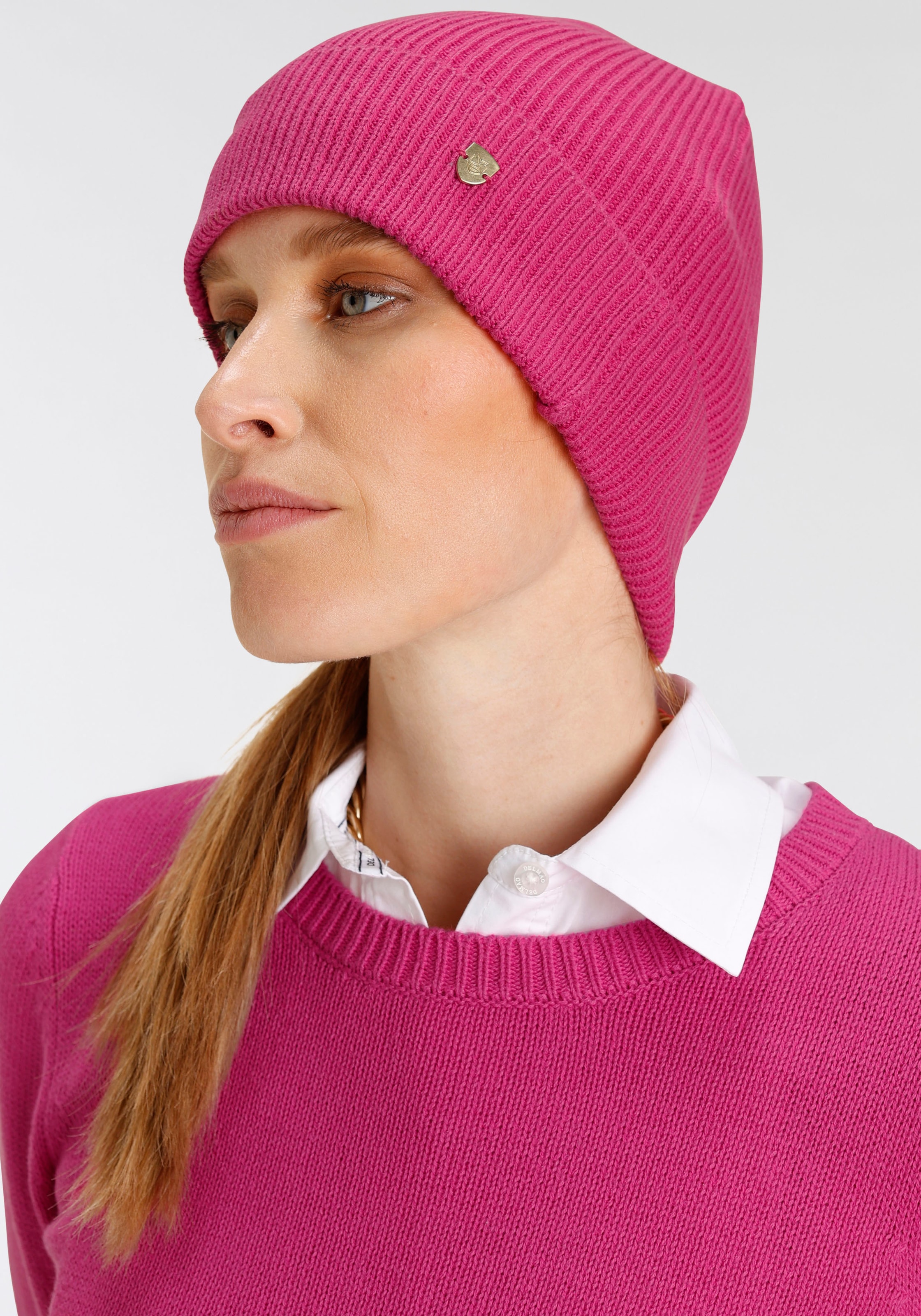 online mit passender Mütze (Set, tlg., - MARKE! Pullover NEUE 2 kaufen Rundhalspullover, Mütze), DELMAO +