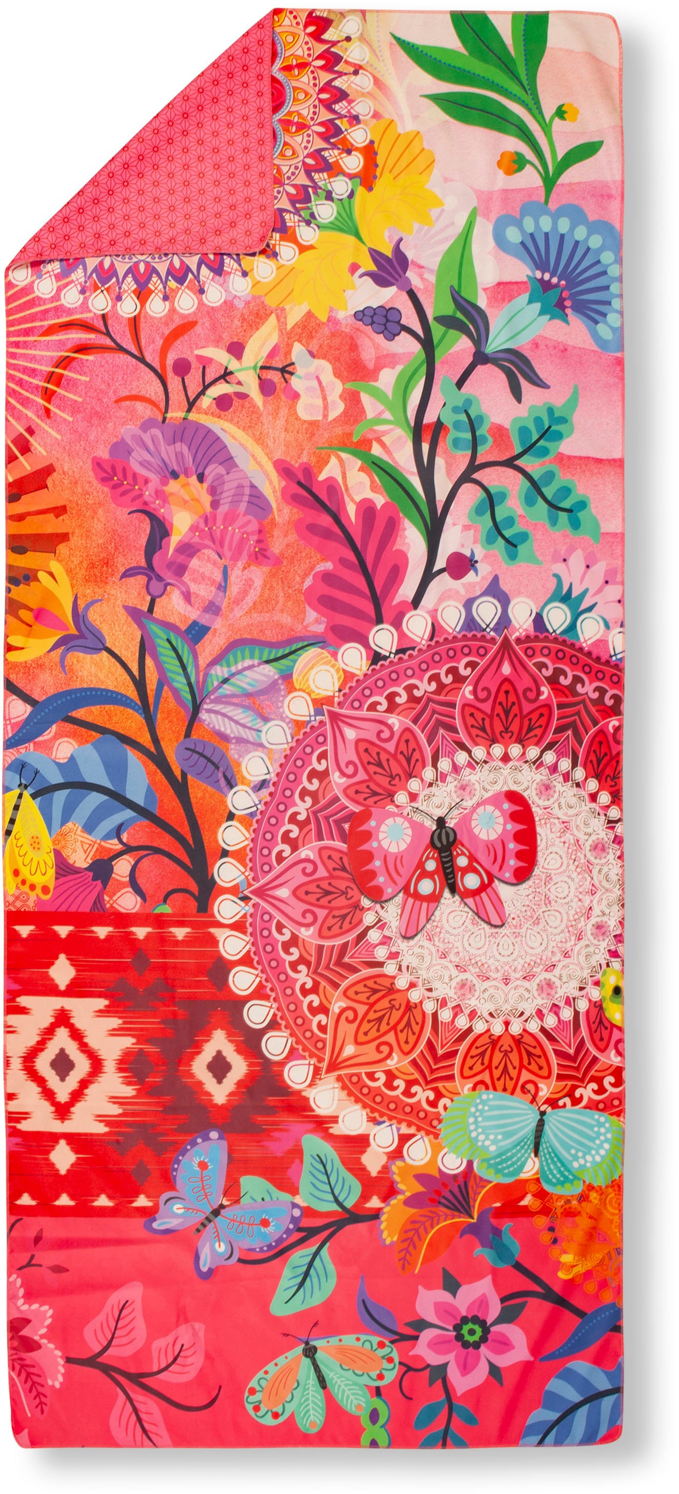 hip Strandtuch »Giselah« Baumwolle, Velours, 100x180, Weich, Strand, Mandala, Rosa, Rot, Bunt rot Frottiervelours, Frotteevelours B/L: 100cmx180cm, 1 