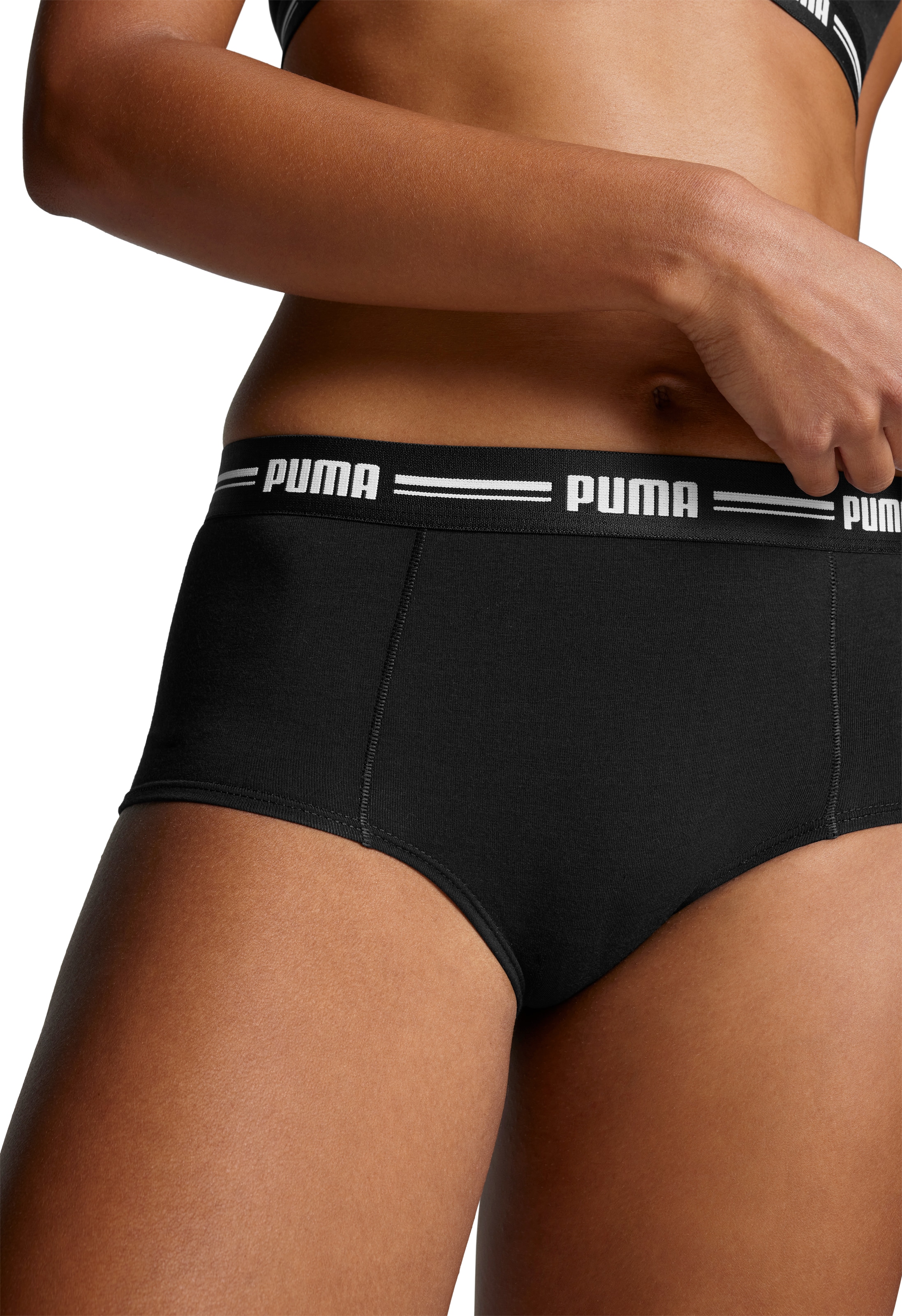PUMA Panty »PUMA WOMEN MINI SHORT 2P«, (2er Pack), schmaler Logo-Gummibund