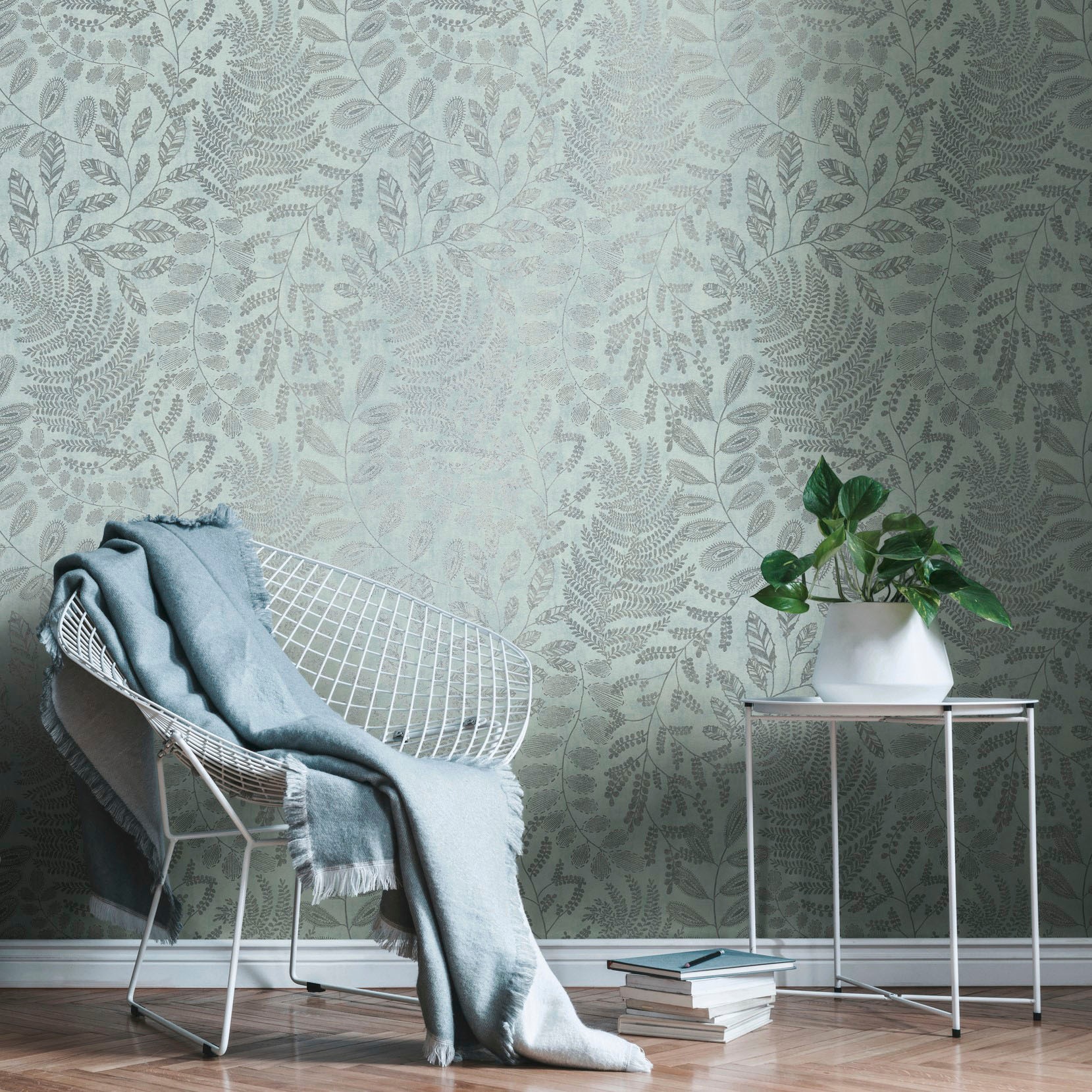 A.S. Création Vliestapete »THE BOS Blätter Floral«, matt-gemustert-neutral, Florale Tapete Tapete Floral Tapeten Wohnzimmer Schlafzimmer Küche