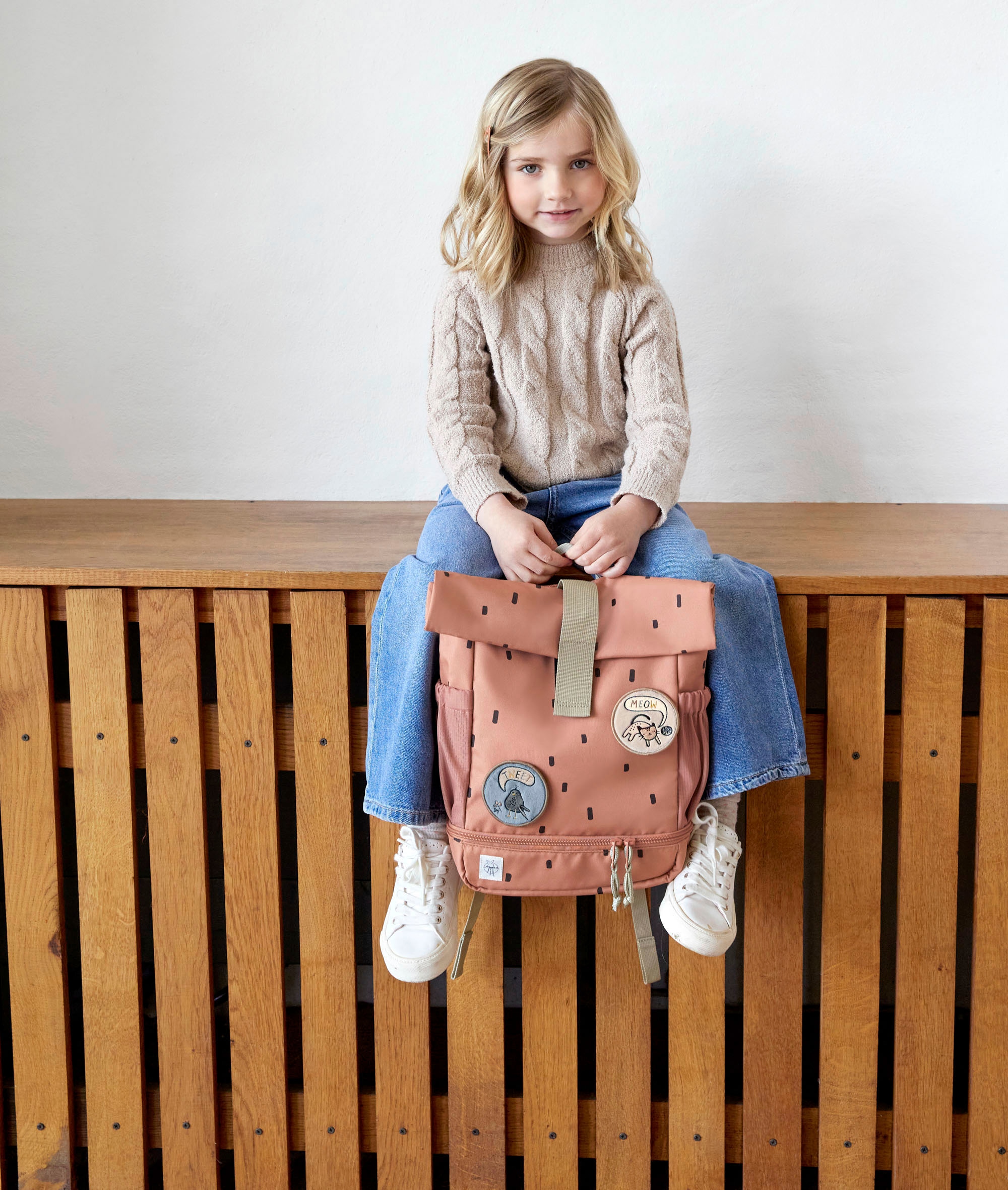 LÄSSIG Kinderrucksack »Happy Prints, Mini Rolltop, Caramel«, Reflektoren