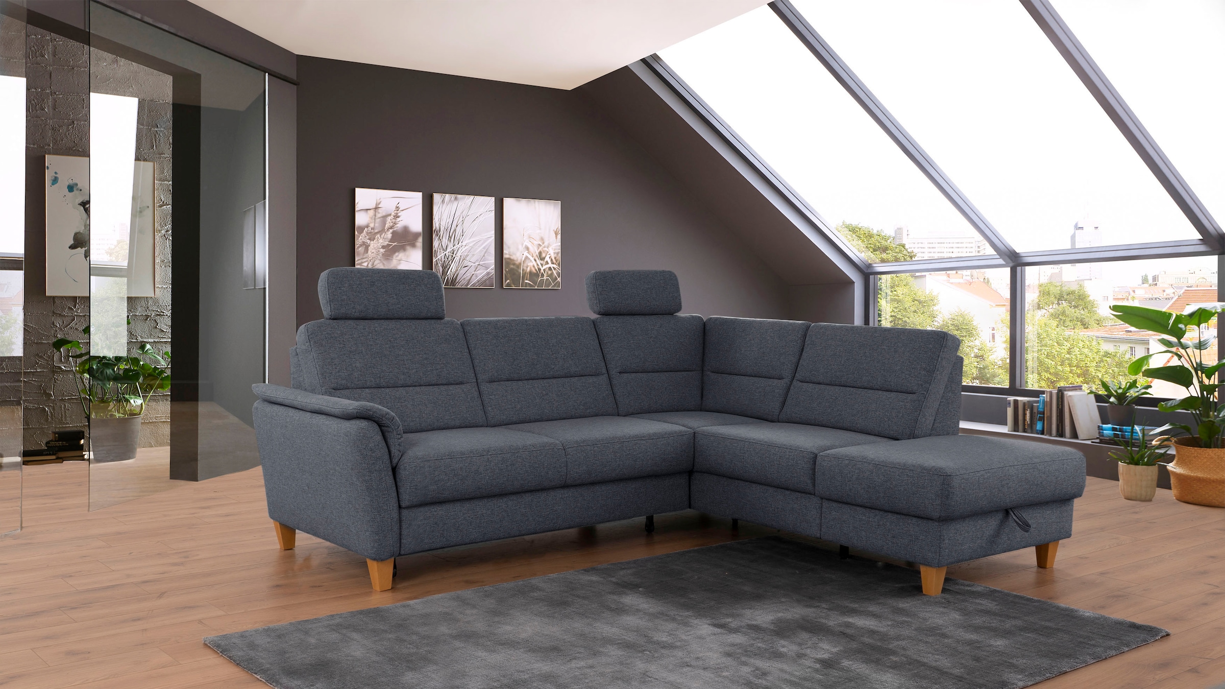 Home affaire Ecksofa »Palmera L-Form, B: 236 cm« optional Bettfunktion & Be günstig online kaufen