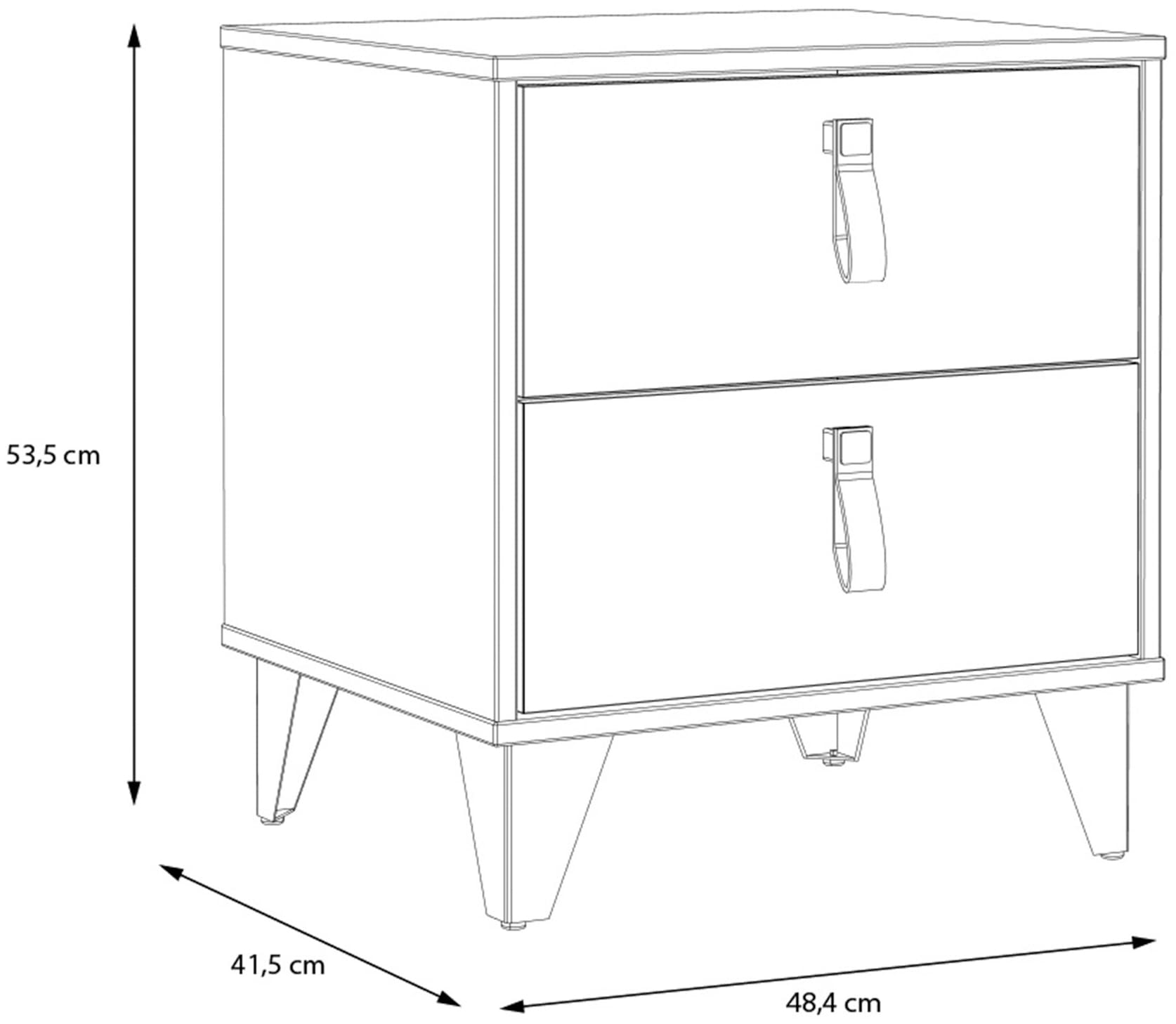 FORTE Nachtkommode »Lya« Nachtkomme, 2 Schubkästen,Metallfüße