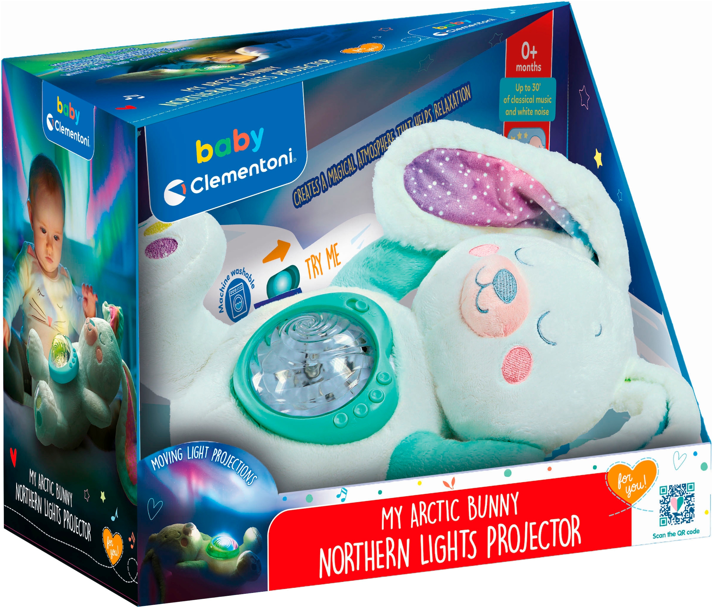 Clementoni® Plüschfigur »Baby Clementoni, Schneehase mit Nordlicht-Projektion« mit Licht und Sound; Made in Europe