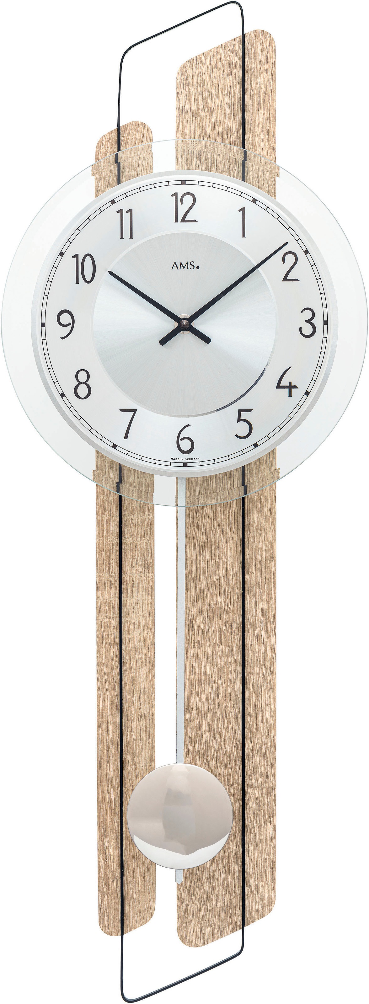 AMS Pendelwanduhr, Quarzuhr,Holzgehäuse,Esszimmer,Wohnzimmer,Made in German günstig online kaufen