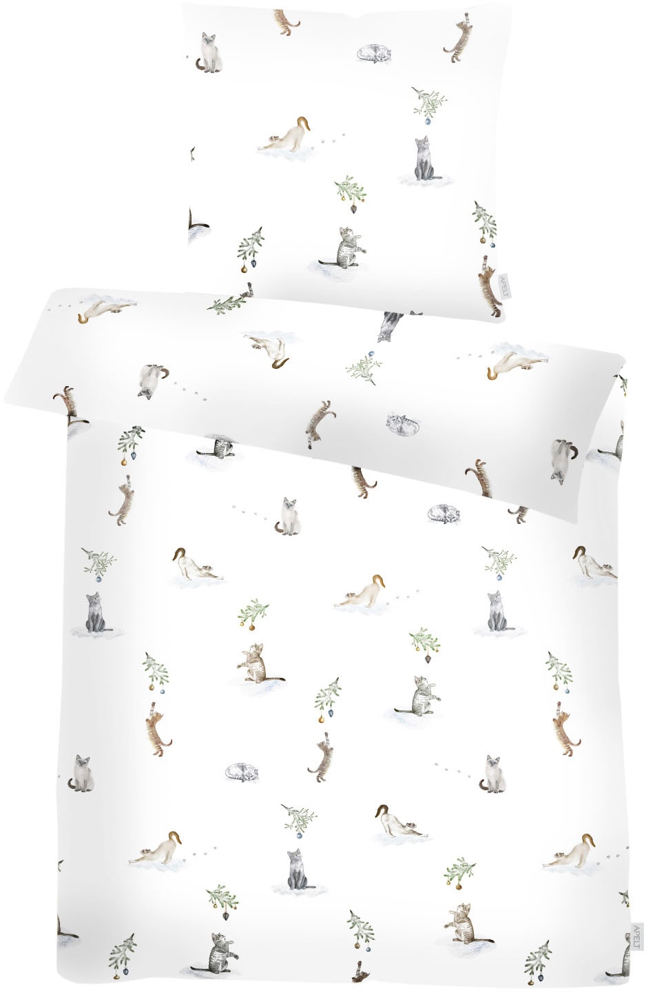APELT Bettwäsche »Cats GOTS« 2 Stk. tlg. Katzenmotive günstig online kaufen