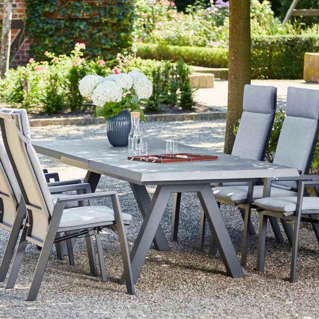 Siena Garden Garten-Essgruppe »Valencia«, (7 tlg., 6 Sessel: 68x59x112 cm, Tisch: 205/265x103x76 cm)