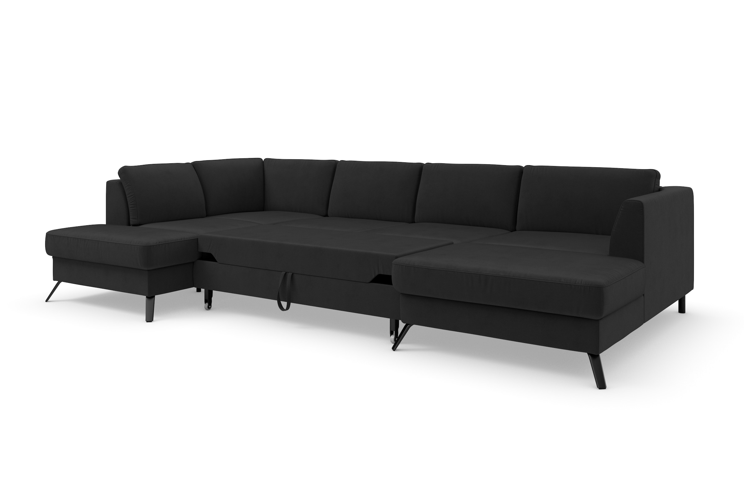 sit&more Wohnlandschaft »Olsen U-Form«, inklusive Sitztiefenverstellung, wahlweise mit Bettfunktion, 15cm hoch