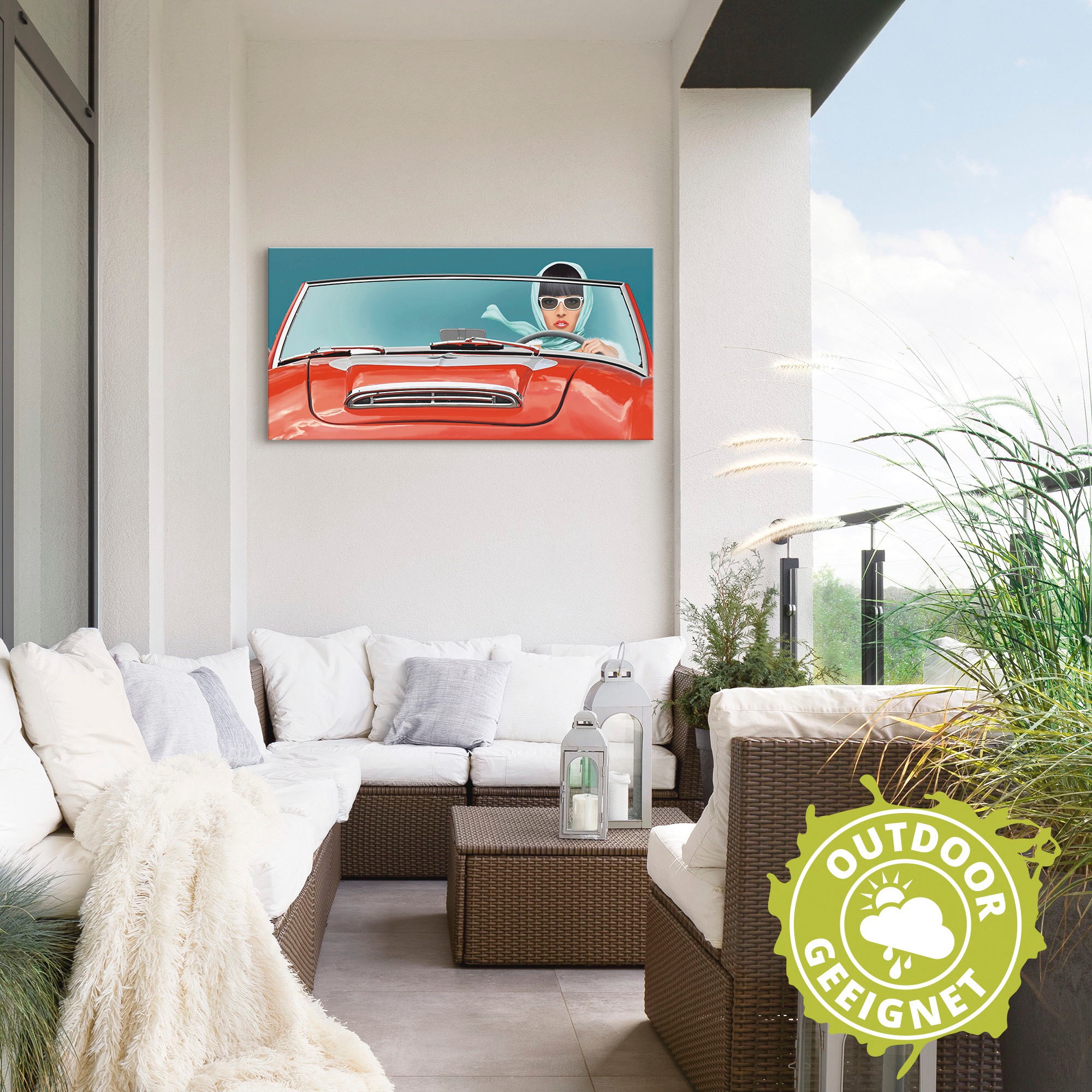 Artland Wandbild »Die Cabrio Fahrerin«, Auto, (1 St.), als Alubild, Leinwandbild, Wandaufkleber oder Poster in versch. Größen