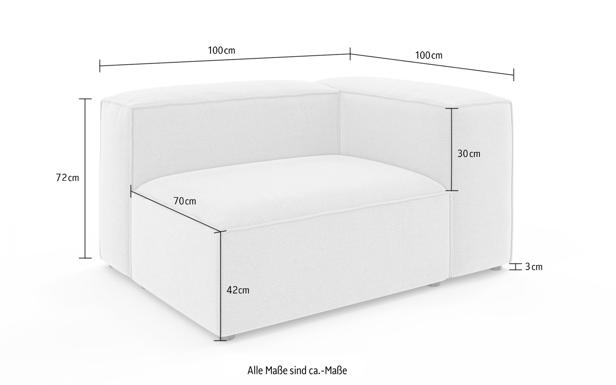 INOSIGN Sofa-Eckelement »HAILY Sessel mit Armlehne links/rechts, Maße B/T/H: 130/100/72 cm«, als Modul oder separat verwendbar, für individuelle Zusammenstellung