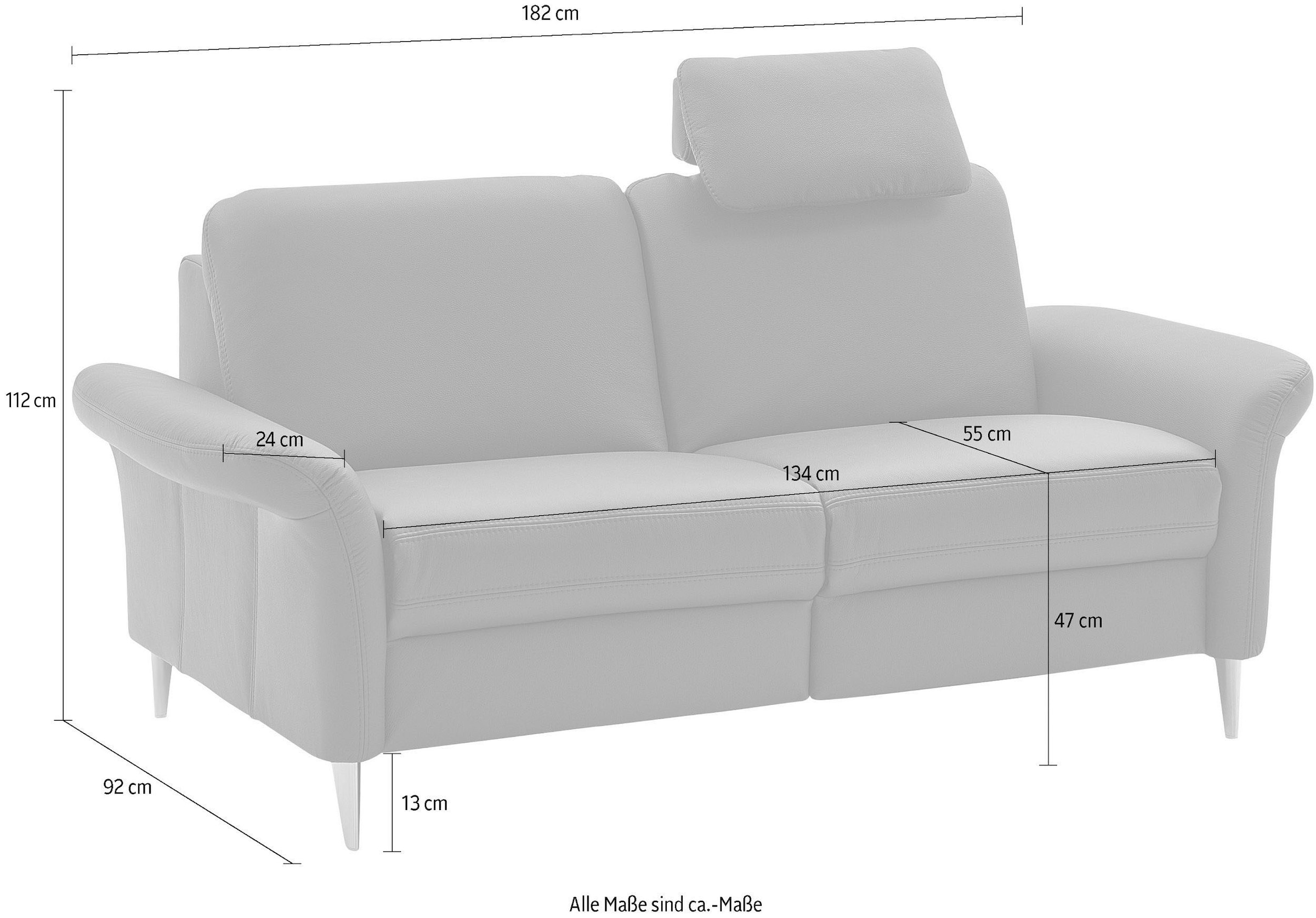 Die PlanBar 2,5-Sitzer »PN-EM23187«, (Breite 182 cm), Mit Kopfstützen und Federkernpolsterung, Bezug aus Leder
