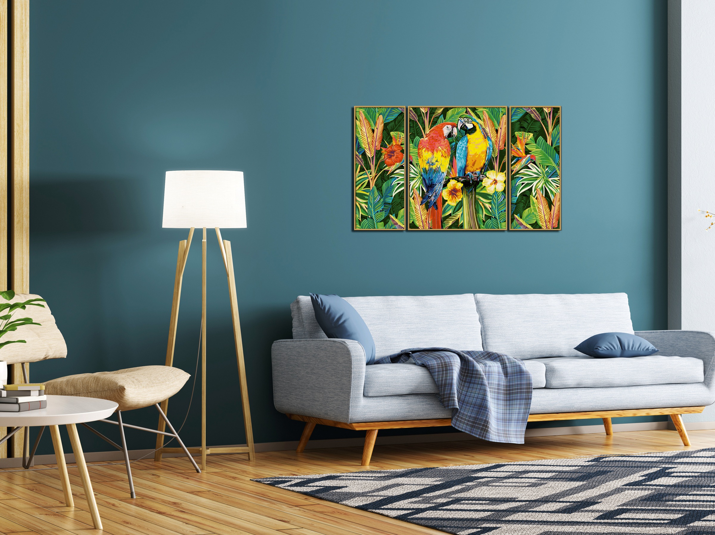 Schipper Malen nach Zahlen »Meisterklasse Triptychon - Papageien im Regenwald«, Made in Germany