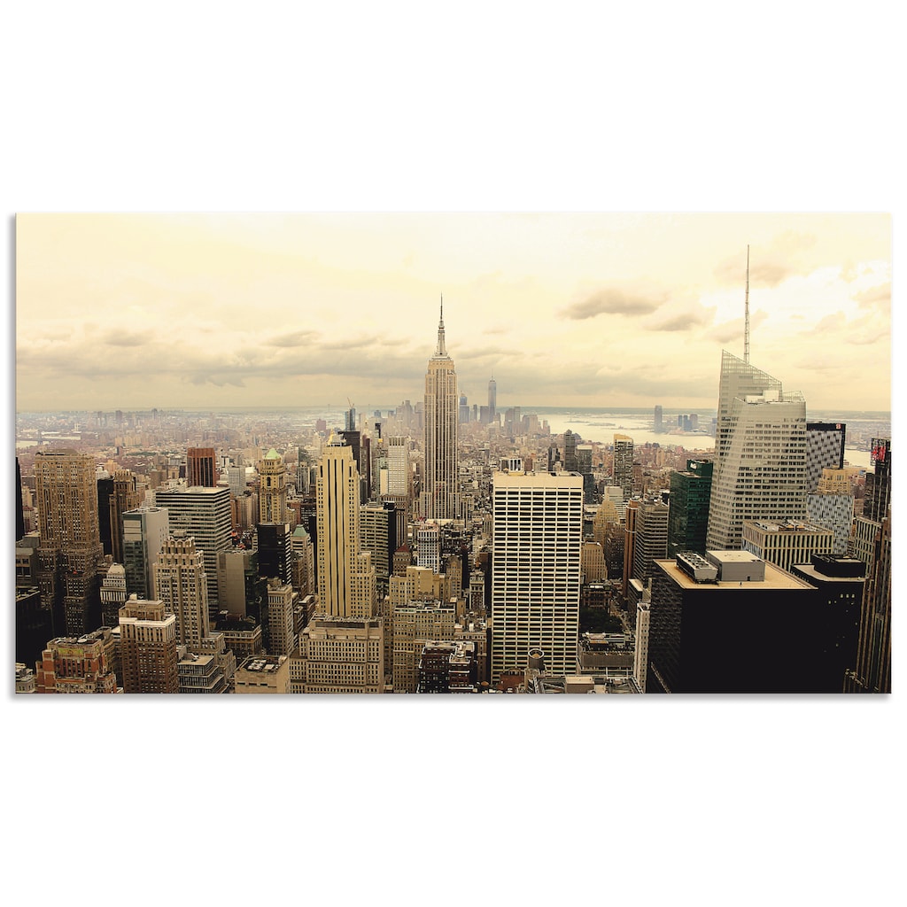 Artland Küchenrückwand »Skyline Manhattan - New York«, (1 tlg.), selbstklebend in vielen Größen - Spritzschutz Küche hinter Herd u. Spüle als Wandschutz vor Fett, Wasser u. Schmutz - Rückwand, Wandverkleidung aus Alu